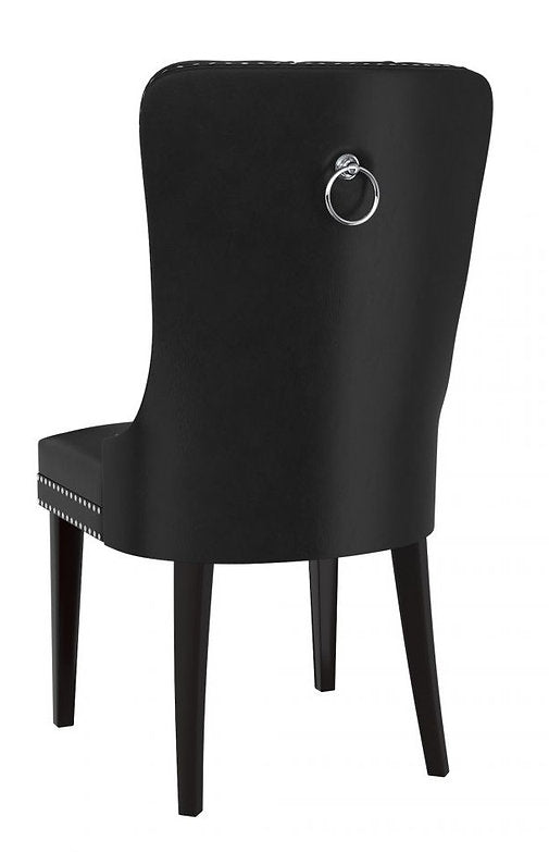 Premium Black Bonded Leather Dining Chairs with Unique Accents - Set of 2 for Modern Kitchen, Dining Room or Office - Comfortable & Stylish Seating Solution