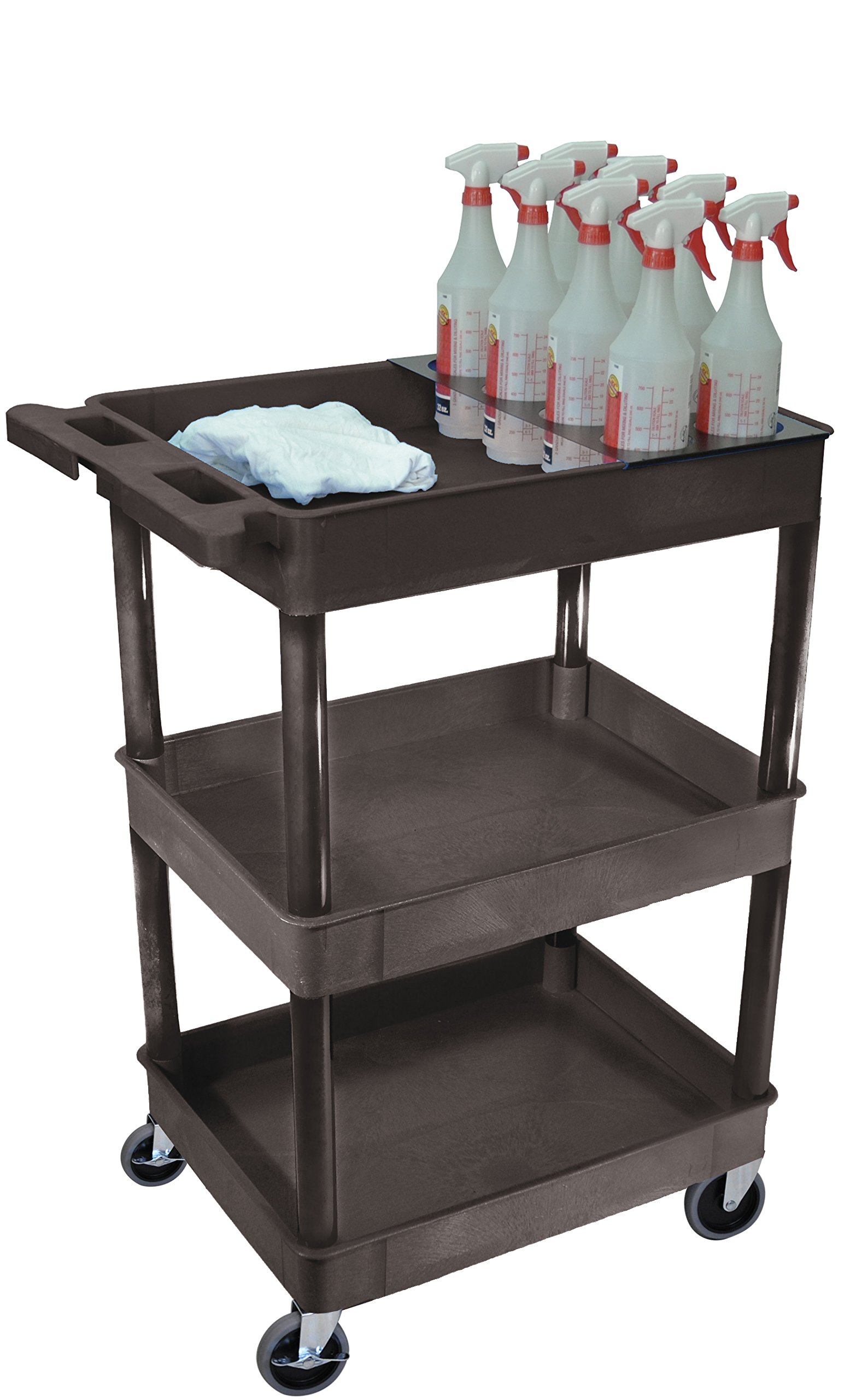 DMD Rolling Utility Tub Cart with 3 Shelves - Heavy Duty Black Metal Storage Cart for Kitchen, Laundry Room, Garage Organization - Perfect for Moving Supplies, Cleaning Tools, and Household Items