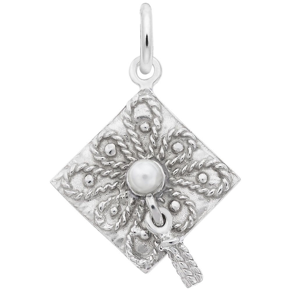 Rembrandt Graduation Cap Charm Pendant - 14K Gold or Sterling Silver Jewelry Gift for Graduates | Perfect for Class Rings, Bracelets & Necklaces