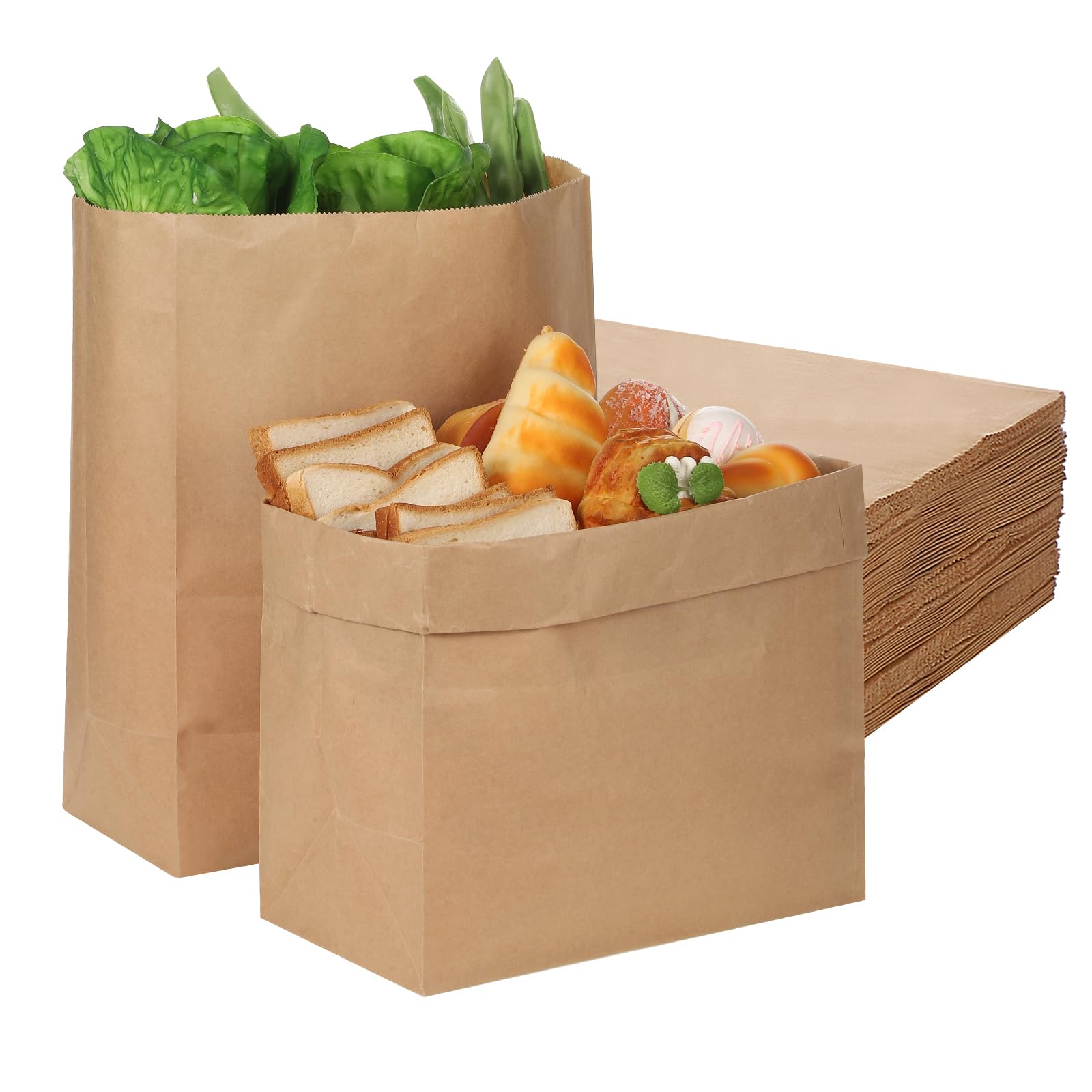 60 Pcs Large Brown Paper Grocery Bags 13x9.8x5.5 Inch - Eco-Friendly Bulk Paper Sacks for Gift Packaging, Shopping & Retail Use - Perfect for Parties, Weddings, Grocery Stores & Farmers Markets