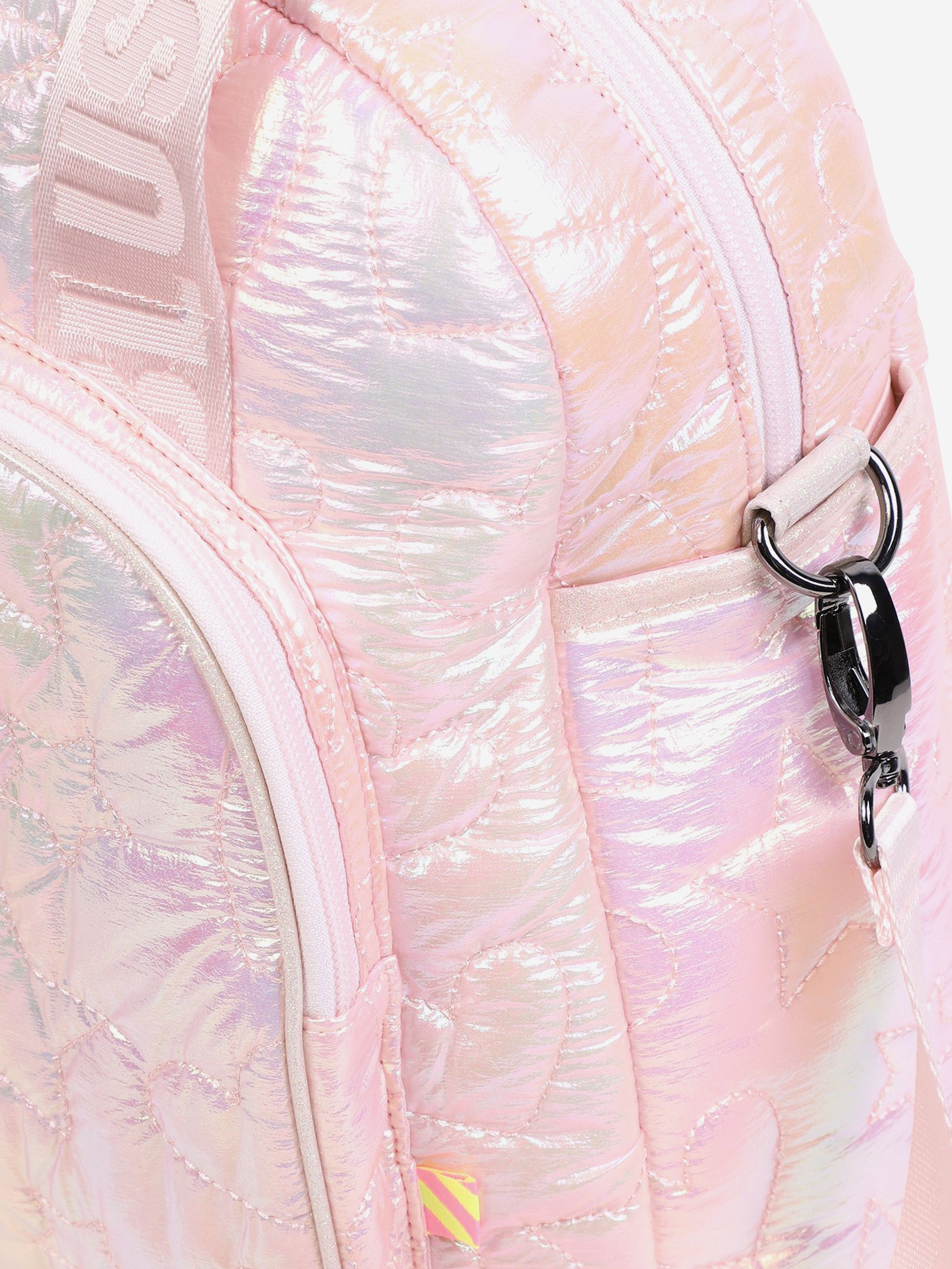 Pink Iridescent Quilted Baby Girl Diaper Bag (41cm) - Stylish & Functional Changing Tote for Newborns, Travel, and On-the-Go Parents