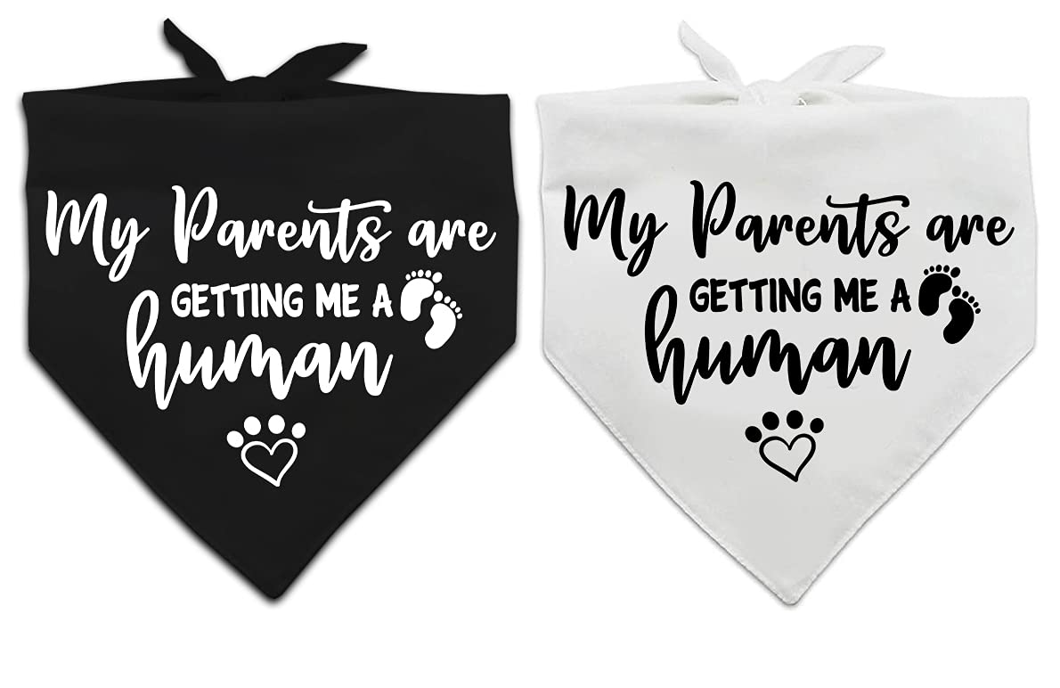 Pregnancy Announcement Dog Bandana - Gender Reveal Photo Prop Pet Scarf for Dogs - Funny Pet Accessories for Dog Lovers (Pack of 2) - Perfect for Gender Reveal Parties, Maternity Photoshoots & Pet Celebrations
