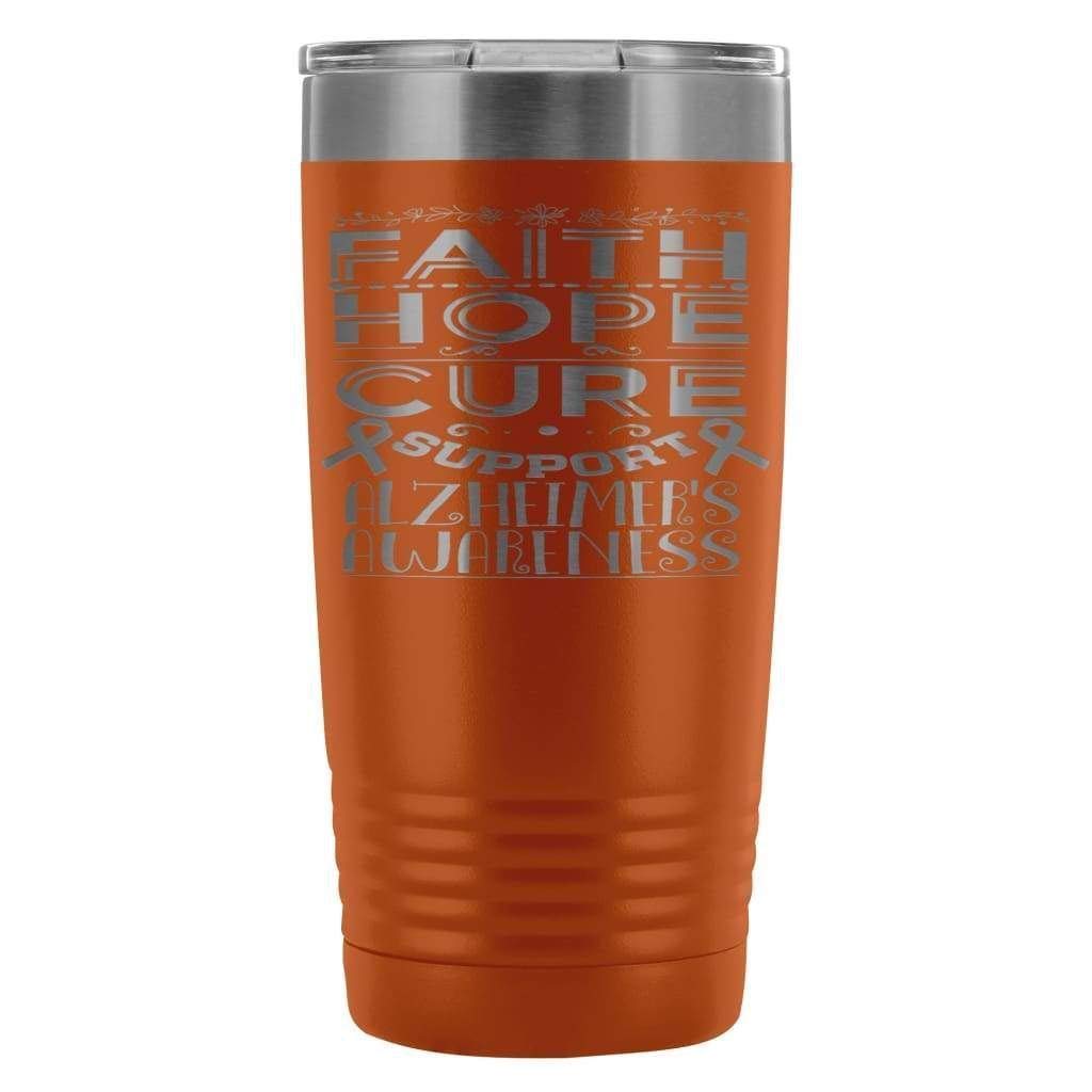 ODDITEES Alzheimer's Awareness Tumbler - 20oz Stainless Steel Travel Mug with Laser Etched Faith Hope Cure Design, White - Perfect for Coffee, Tea & Hot/Cold Drinks at Home, Office or On-The-Go