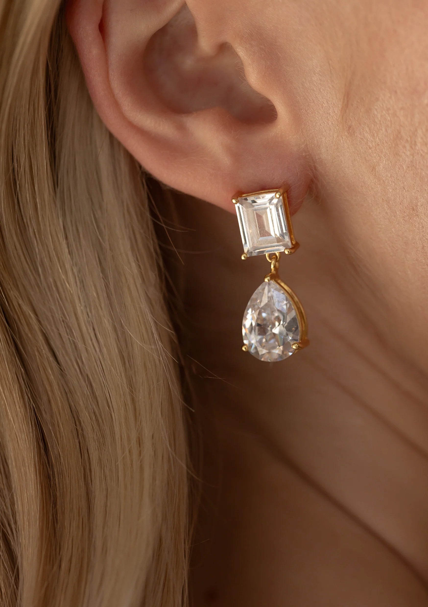 Lola Knight Sol Crystal Drop Bridal Earrings - 14K Gold Wedding Jewelry for Brides, Bridesmaids & Formal Events