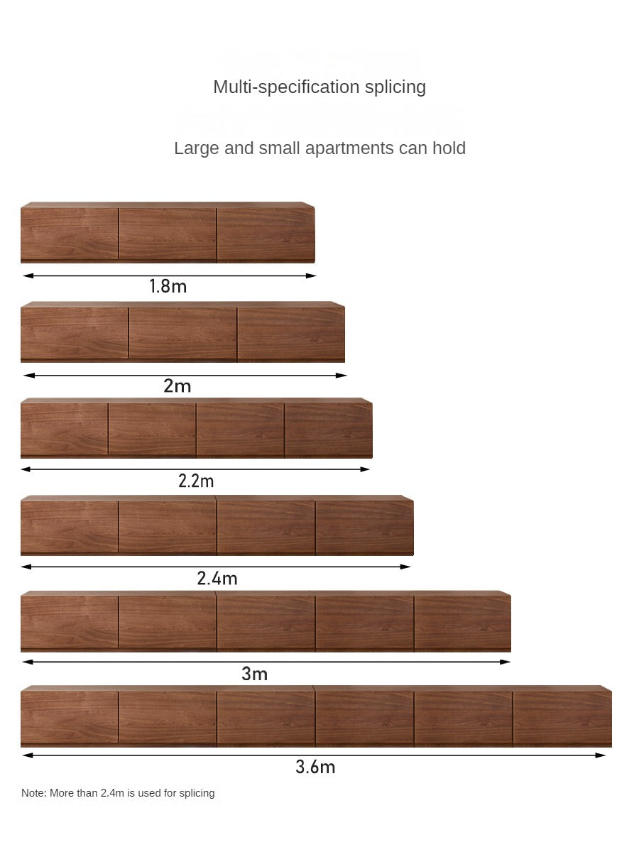 Premium Black Walnut & Ash Solid Wood TV Stand with Floor Splicing Design - Perfect for Living Room, Home Theater & Entertainment Center Setup