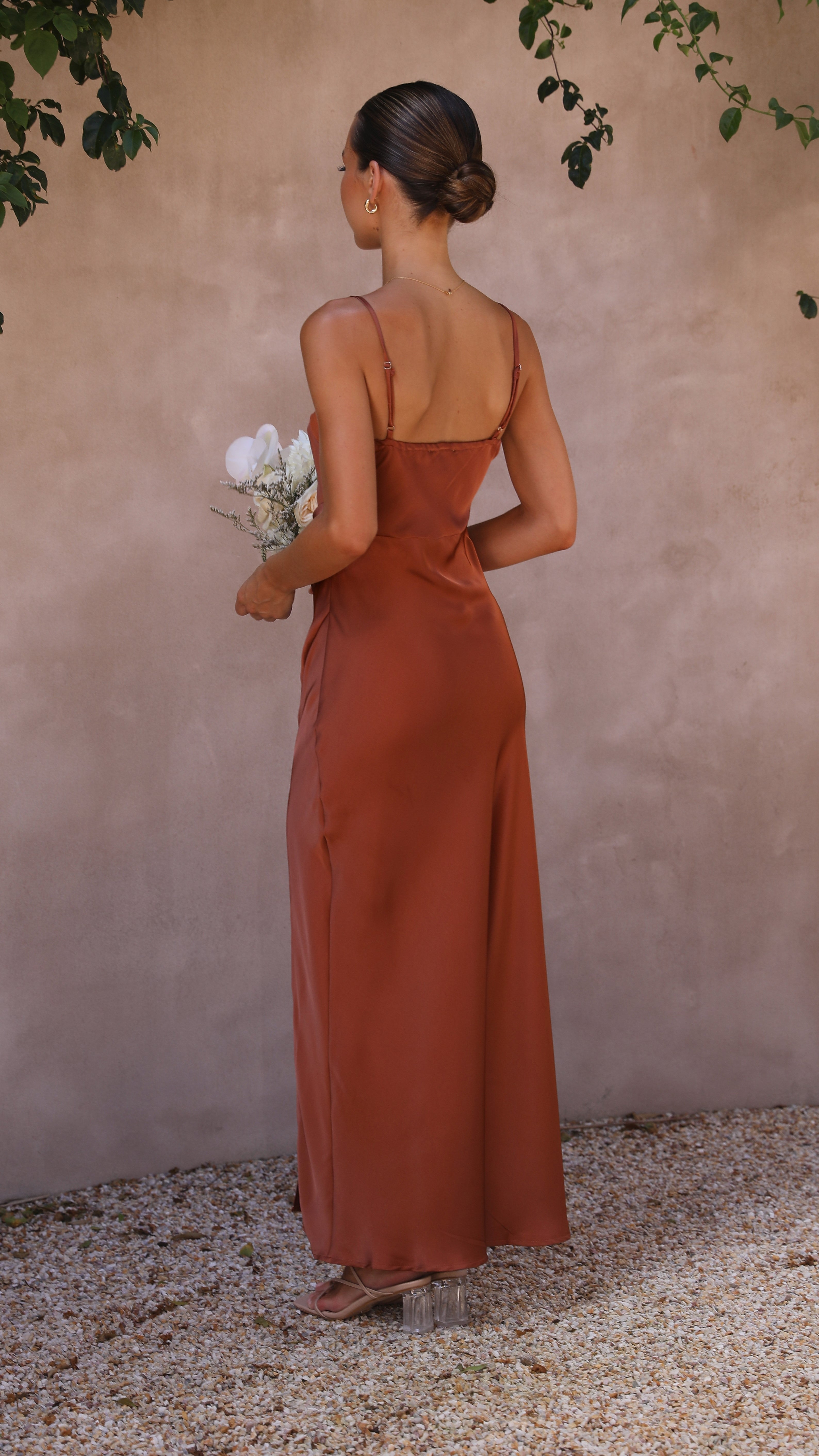 Ilana Maxi Dress in Copper - Elegant Long Sleeve Boho Flowy Dress for Women | Perfect for Weddings, Parties & Special Occasions