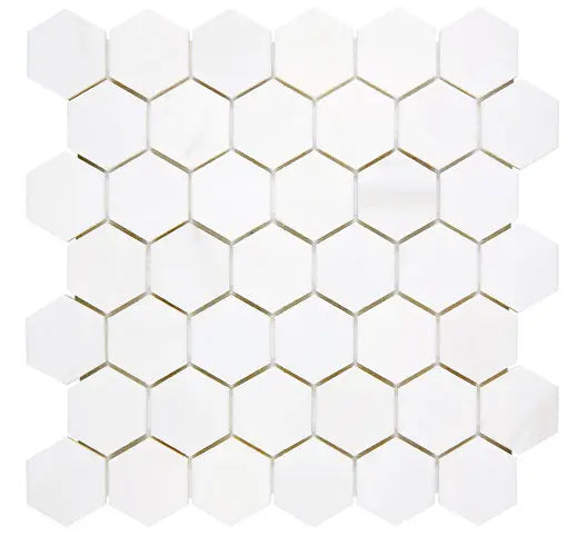 Bianco Dolomite 2 Inch Hexagon Mosaic Tile - Premium Natural Stone for Kitchen Backsplash, Bathroom Floor & Shower Wall