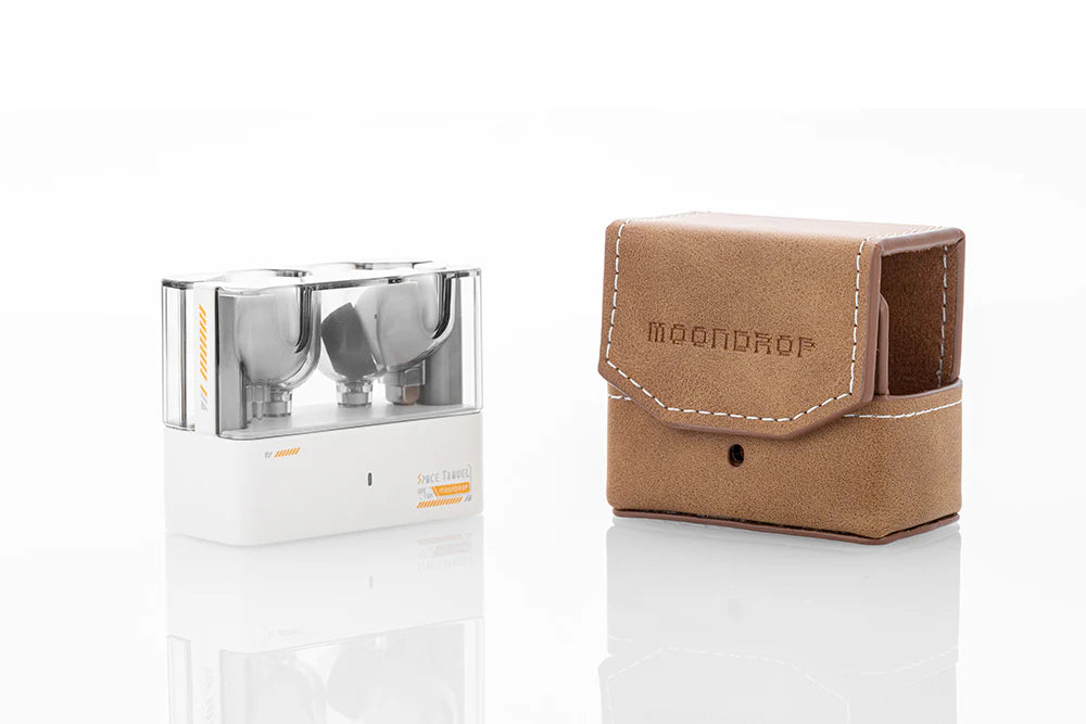 MOONDROP Premium Leather Case for Space Travel Headphones - Protective Travel Storage Pouch for Wireless Earbuds - Perfect for Airplane, Commuting & Gym Use
