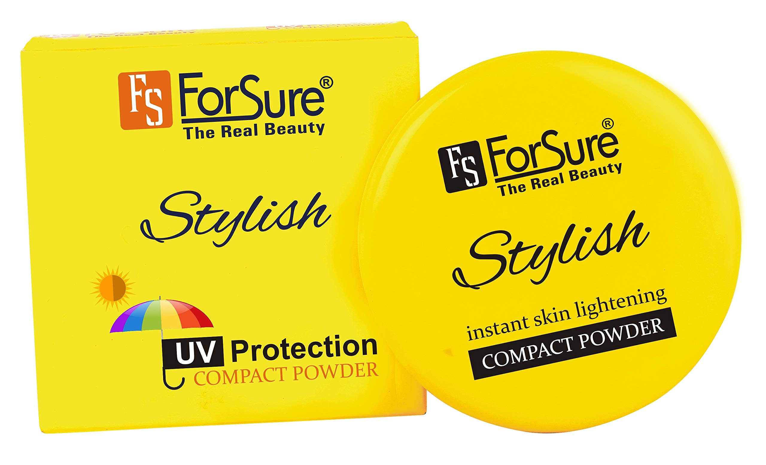 ForSure The Real Beauty Instant Skin Lightening Compact Powder - UV & Waterproof, Oil Control & Long Lasting - Perfect for Daily Makeup, Travel & Outdoor Activities