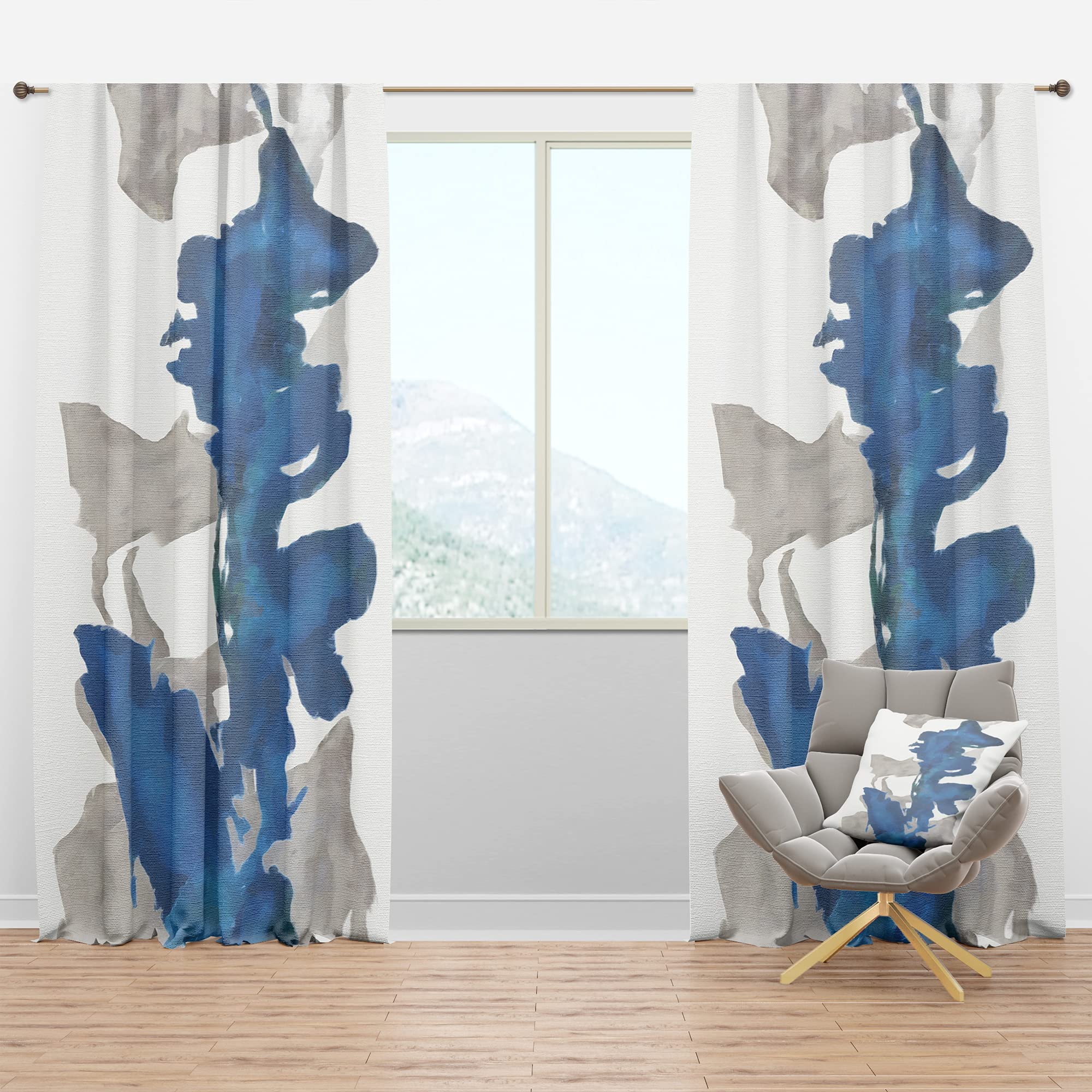 Gouache Sapphire Blackout Curtains - Thermal Insulated Gray Drapes for Bedroom & Living Room (52x84, Single Panel) - Perfect for Light Blocking, Privacy & Energy Efficiency