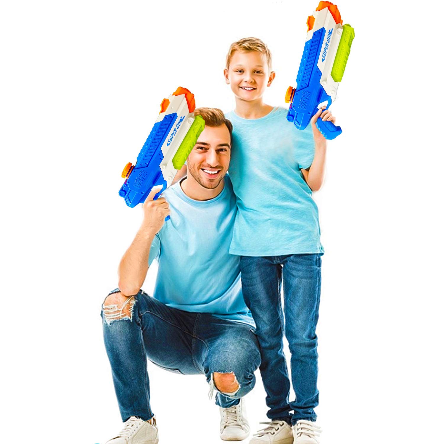 **Best Water Guns for Kids - 1000cc Summer Soaker Squirt Guns, Outdoor Water Toy for Boys & Girls Ages 3+ & Adults - 2 Pack Pool Toys for Beach, Backyard, and Water Fights (Blue)**