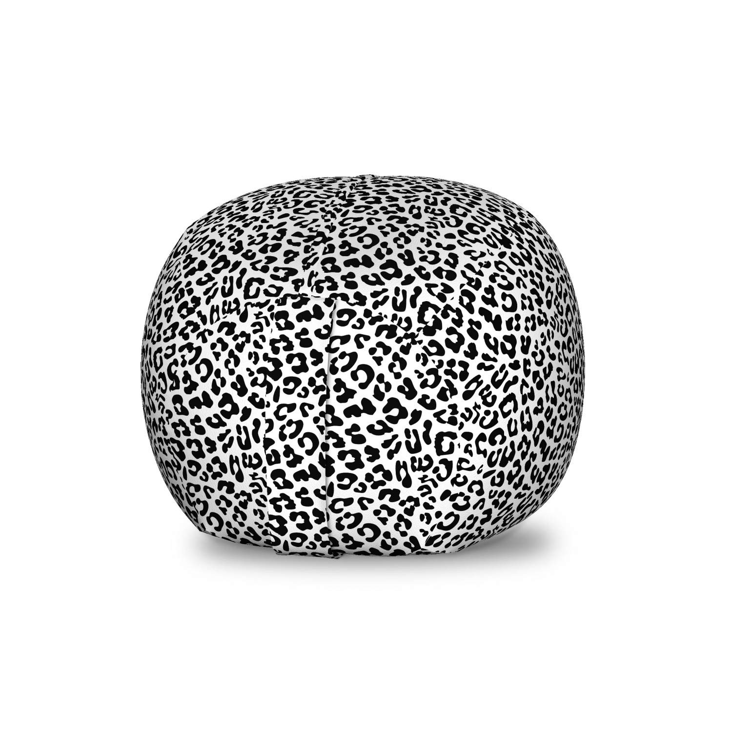 Ambesonne Leopard Print Toy Storage Bag Chair - Monochrome Wild Jungle Animal Design, Washable Stuffed Animal Organizer (Small Size, Black & White) - Perfect for Kids' Room, Playroom & Dorm Organization