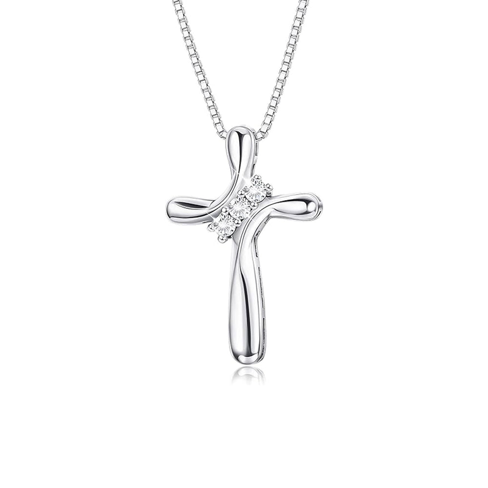 Elegant Modern Cross Pendant Necklace with Lab-Grown Diamonds - Perfect for Women's Everyday Wear, Gifts & Special Occasions