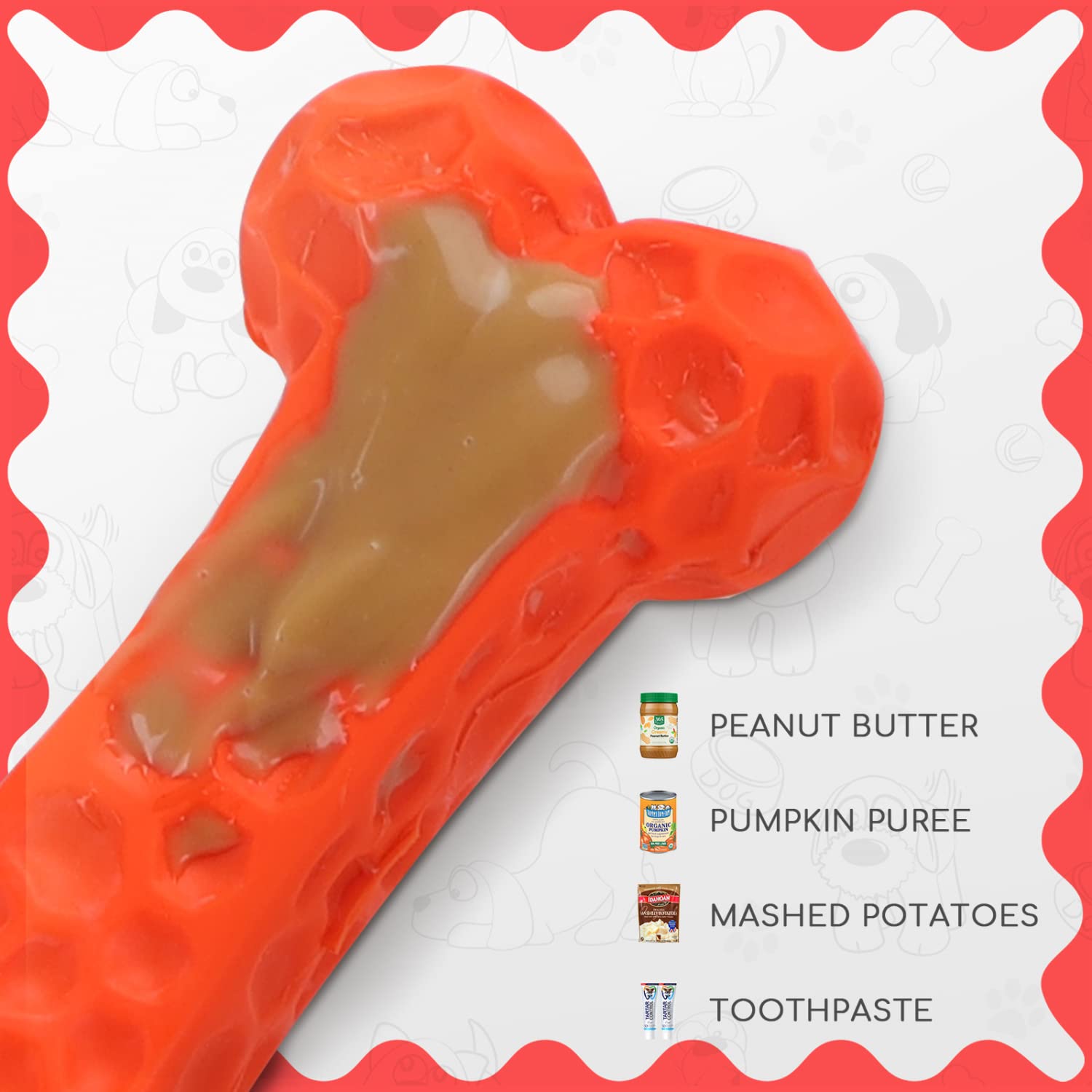 Durable Natural Rubber Dog Chew Toy for Puppies - Safe Teething Bone for Small Dogs & Puppies, 3.7 x 1.7 x 1 Inches, Orange - Perfect for Teething Relief, Dental Health & Playtime Indoors/Outdoors