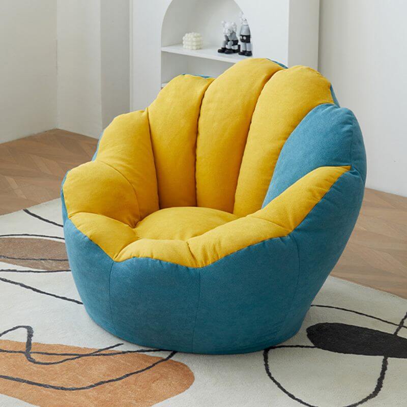 Minimalist Solid Lemon Yellow Cotton Blend Papasan Chair with Removable Slipcover & Sewn Pillow - Cozy Accent Chair for Living Room, Bedroom, or Reading Nook - Perfect for Relaxation and Home Decor