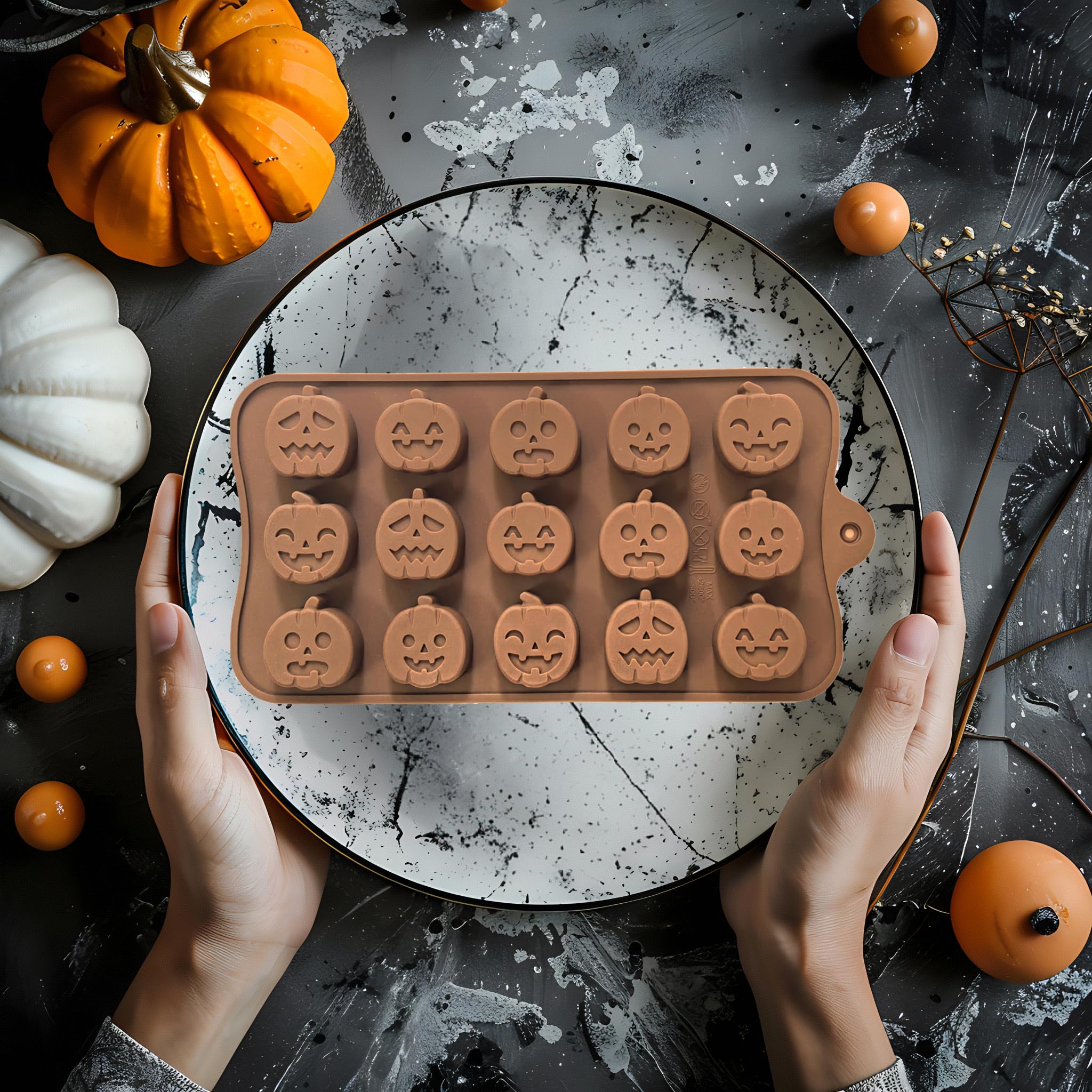 Halloween Silicone Candy Molds 4-Pack - BPA Free Pumpkin & Ghost Chocolate Molds for Candy, Jelly, Wax Melts, Ice Cubes & Cake Decorating | Perfect for Halloween Parties, DIY Treats & Holiday Baking
