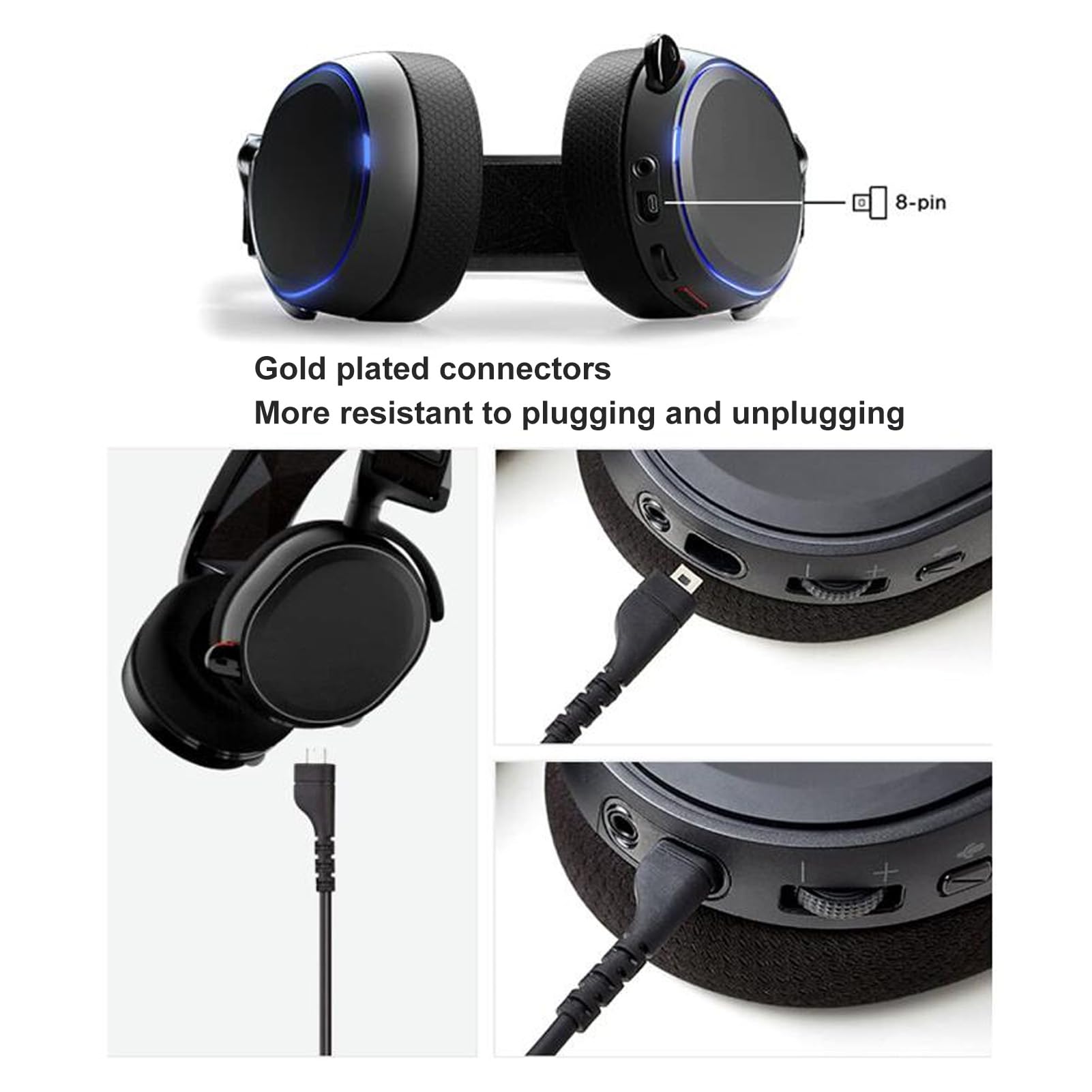 PUSOKEI USB Sound Card to Headset Extension Cable for SteelSeries Arctis 3/5/7/Pro Gaming Headset - Gold Plated Oxygen-Free Copper, Lossless Audio, LED Support - Perfect for PC Gaming, Streaming & Esports