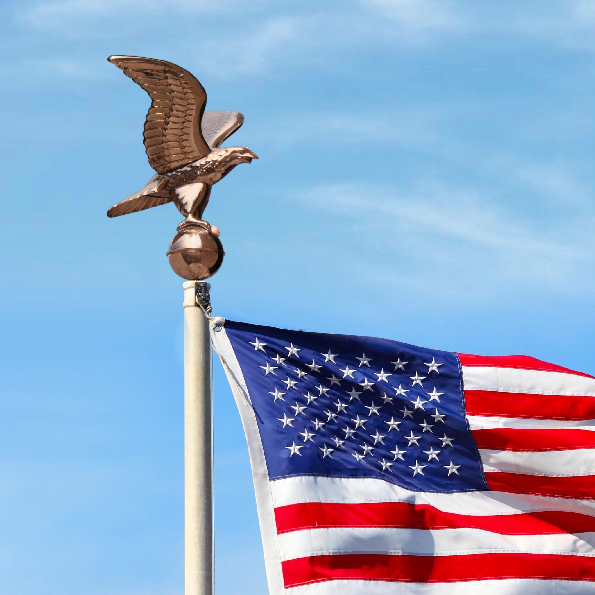 Eagle with Ball Flagpole Topper - 16 Inch Wingspan American Flag Accessory for Patriotic Home & Garden Decor | Perfect for Memorial Day, 4th of July & Veterans Day Celebrations