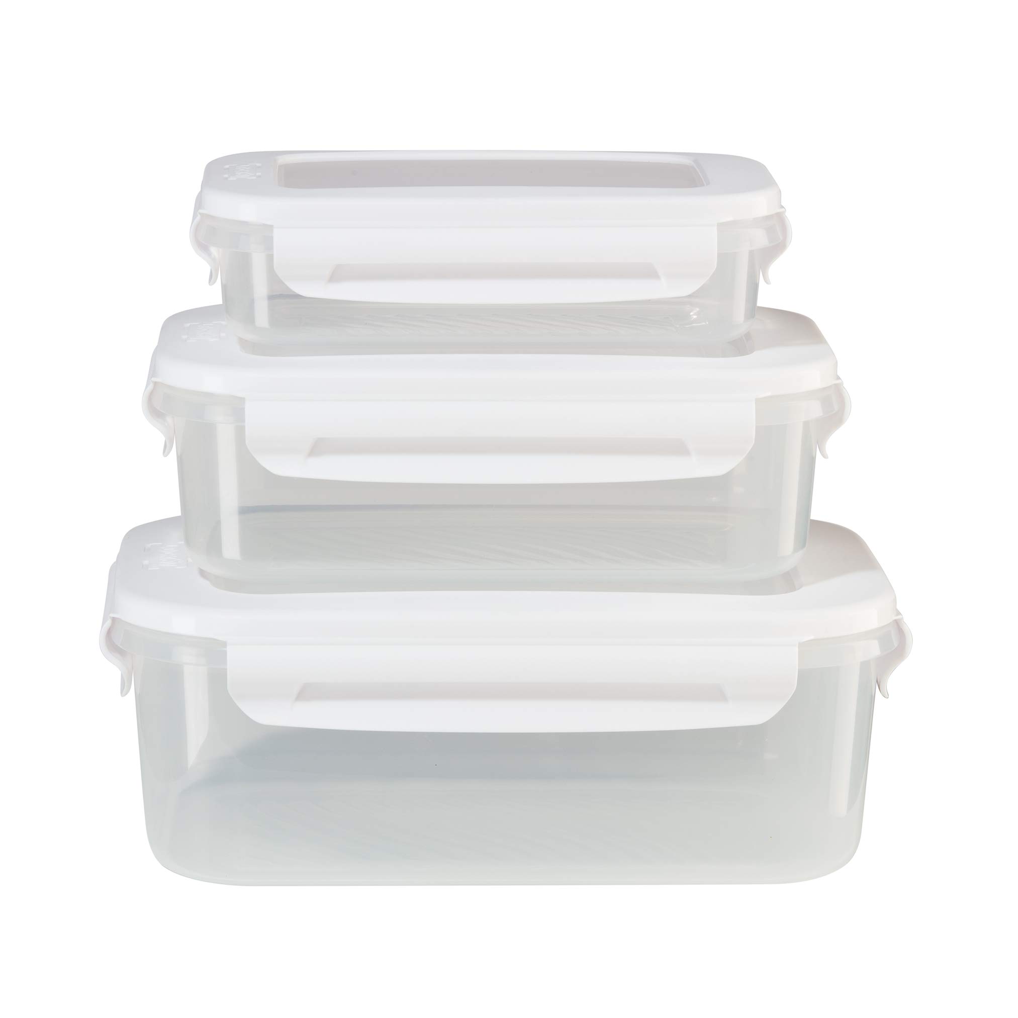 FreshLock™ Square Food Storage Containers 3-Piece Set (23.6 oz, 57.4 oz, 111 oz) - Airtight BPA-Free Plastic Meal Prep Containers for Kitchen Organization & Leftovers Storage - Perfect for Meal Prep, Lunches, and Food Preservation