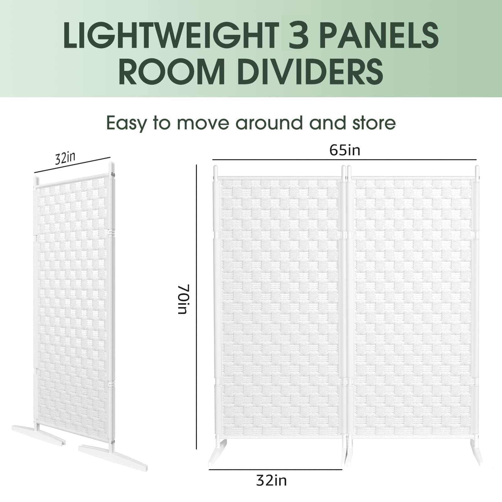 2 Panel Folding Room Divider Screen - White Freestanding Privacy Partition for Home & Office | Portable Space Separator for Bedroom, Living Room, Changing Room & Studio Decoration
