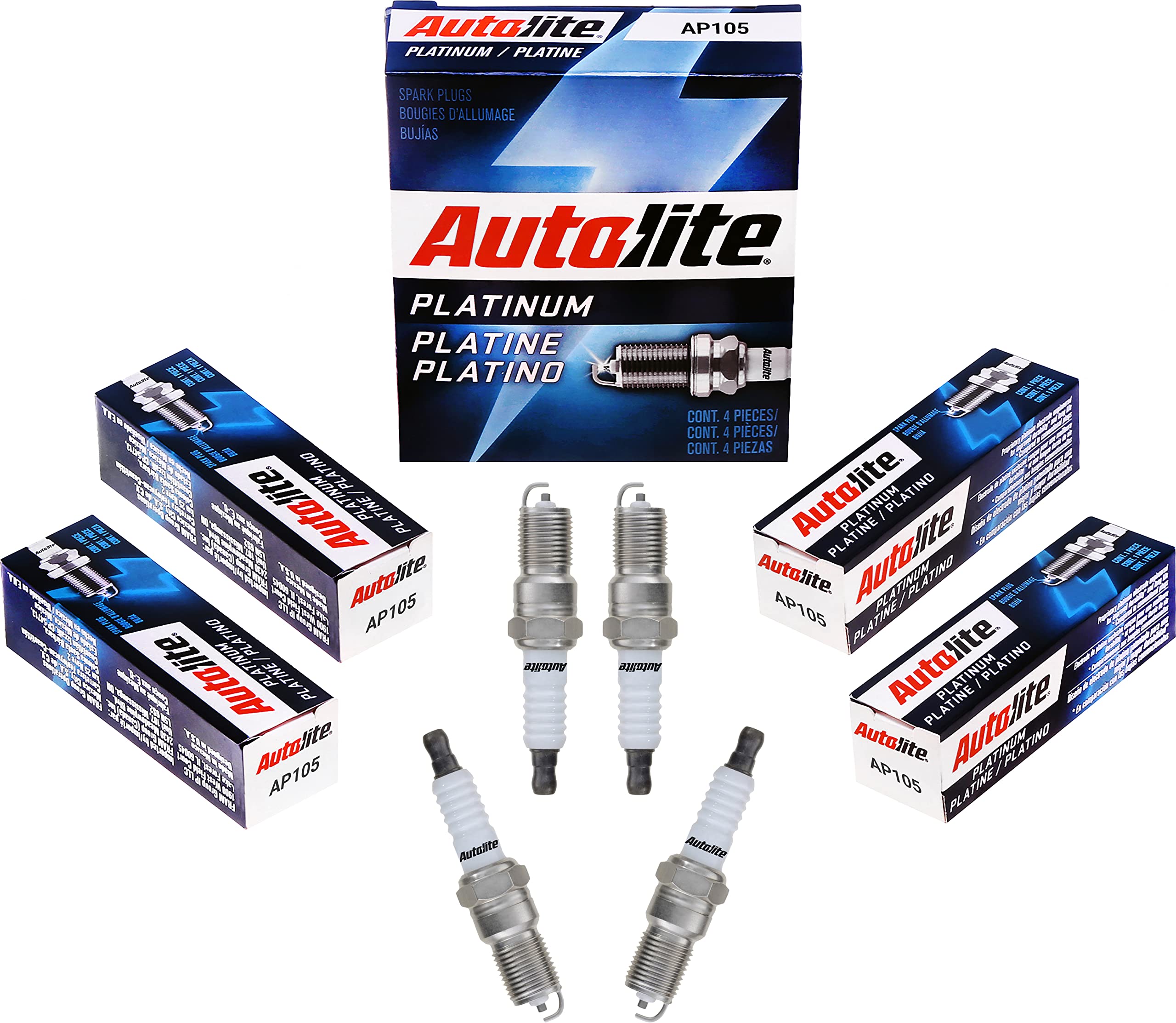 Autolite Platinum AP105 Spark Plugs - 4 Pack | High Performance Iridium Spark Plugs for Cars, Trucks & SUVs | Improved Fuel Efficiency & Engine Power | Perfect for Daily Commuting & Road Trips