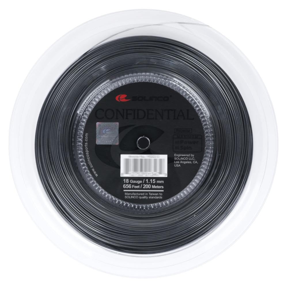 Solinco Confidential Tennis String Reel 656ft/200m - High Performance Polyester String for Tennis Rackets | Perfect for Competitive Play & Stringing Professionals
