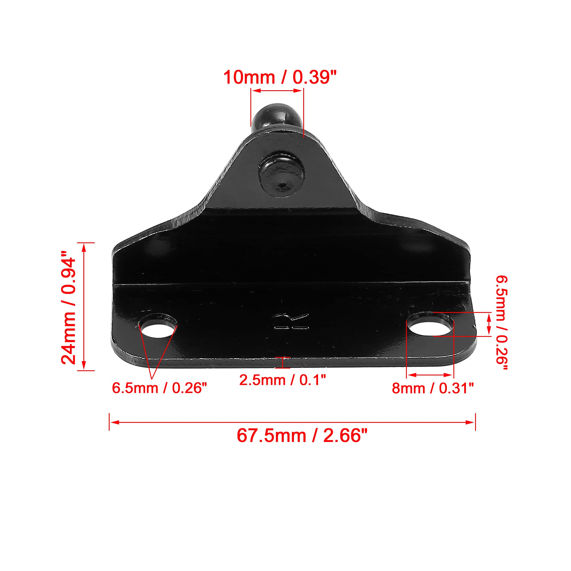 X AUTOHAUX 4pcs 10mm Black Car Ball Studs Mounting Brackets for Gas Struts & Shocks - Universal Fit for Trunk, Hood, and Tailgate Lift Supports