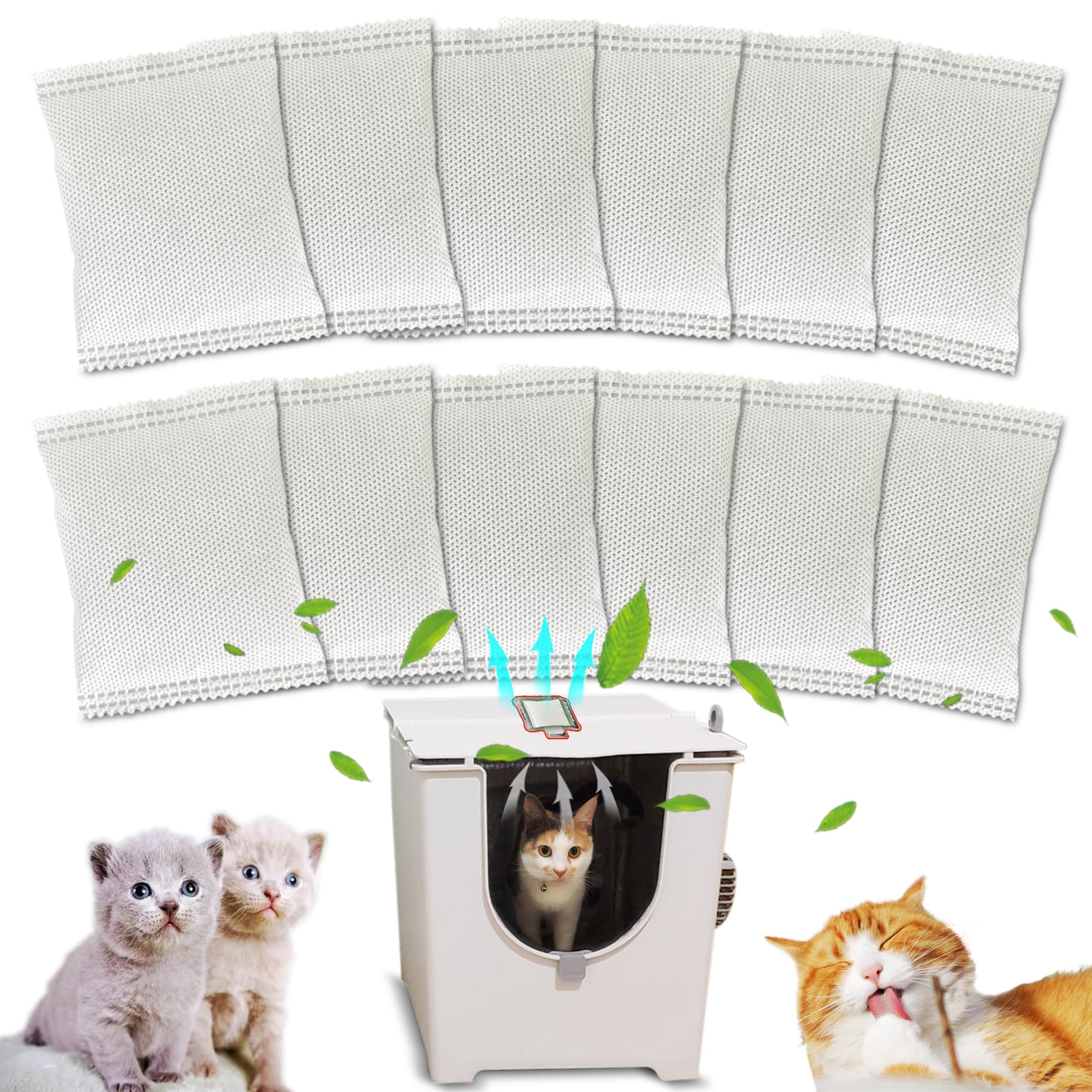 12 Pack Replacement Charcoal Filters for Modkat Flip Cat Litter Box | Activated Carbon Air Purifier Refills | Odor Control for Cat Litter Box | Compatible with Modkat Flip Litter Box | Home Pet Odor Elimination Solution