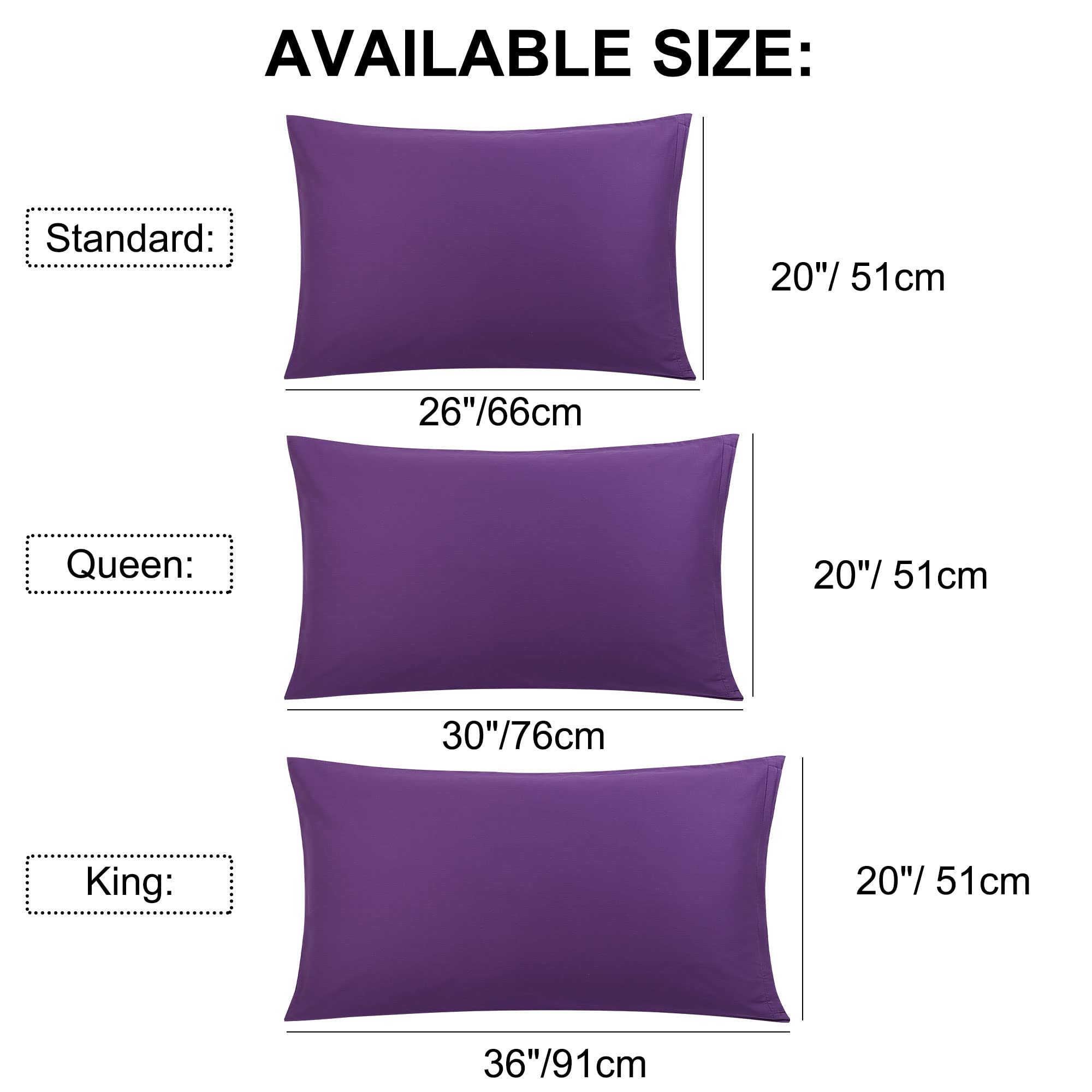 Soft & Breathable Pillowcases Set of 2 - 100% Cotton Standard Size Pillow Covers for Bedroom - Perfect for Home, Hotel, and Travel Use
