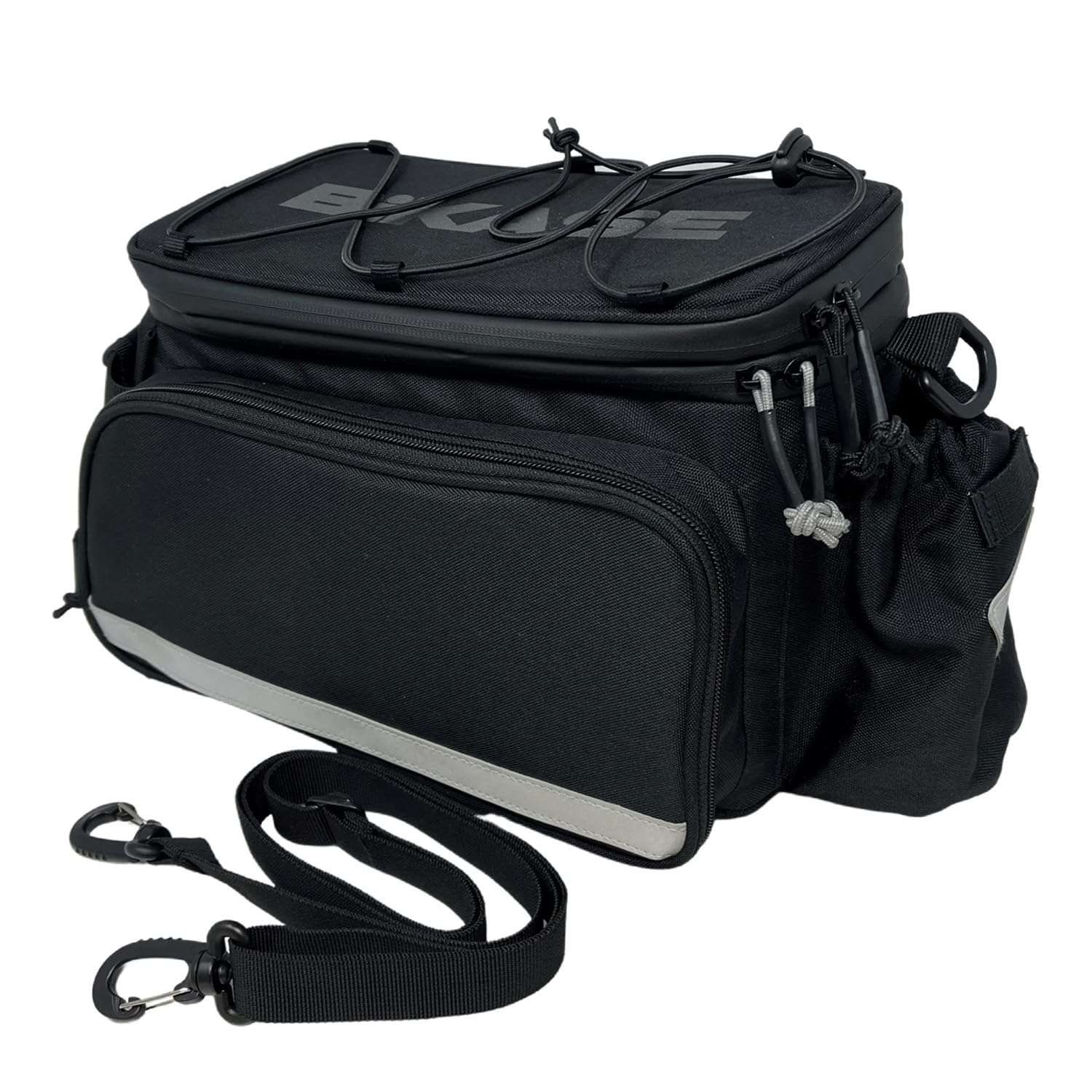 BiKase Big Daddy Expandable Bike Rack Bag with Detachable Panniers - Waterproof Rear Bicycle Trunk for E-Bikes & Commuter Bikes | Features Ice Compartment, Phone Pocket, Bottle Holder & Reflective Safety Strips | Perfect for Grocery Shopping, Work Commutes & Outdoor Adventures
