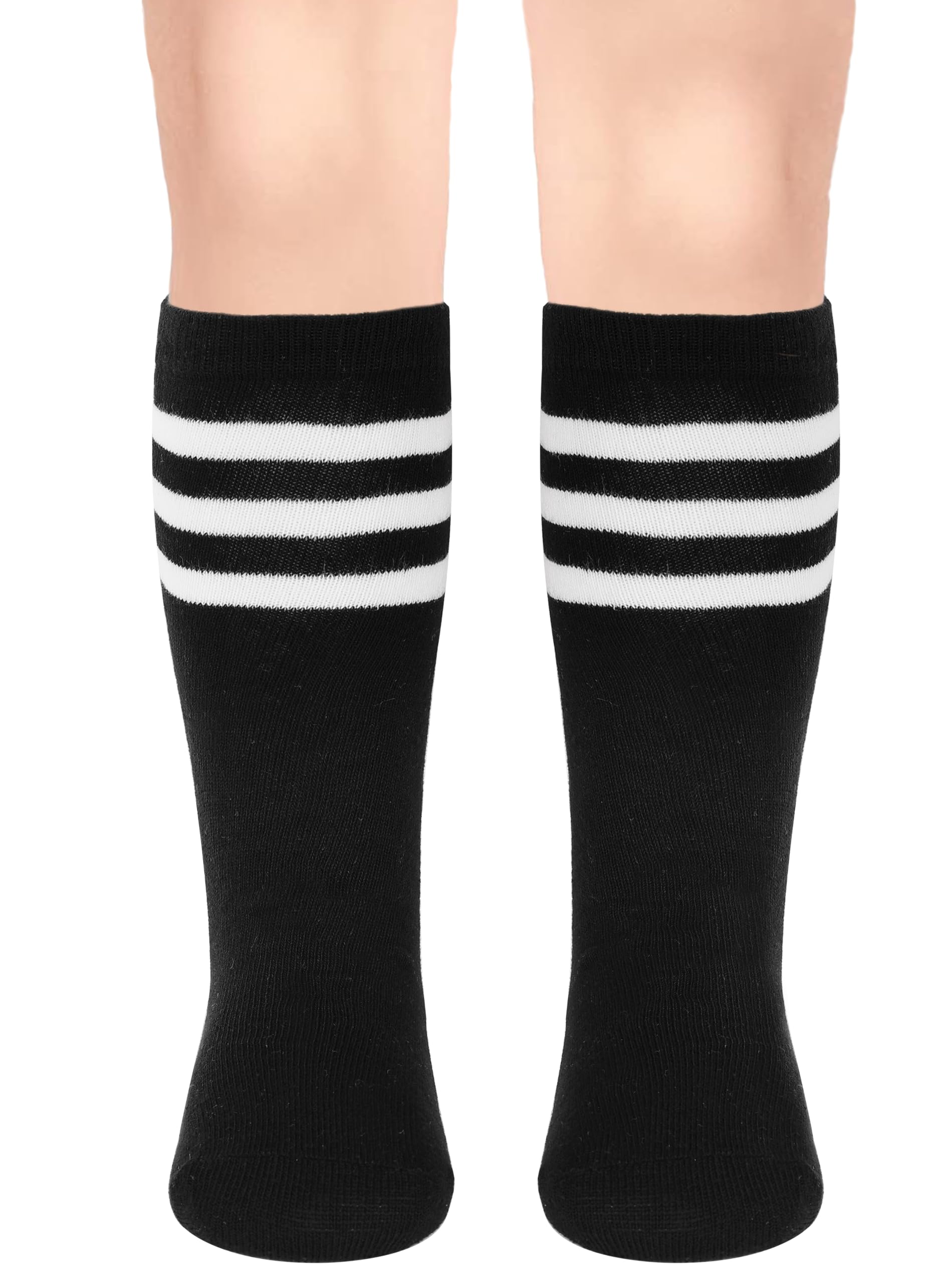 ENBAOHUI 5 Packs Toddler Soccer Socks - Knee High Tube Socks for Boys & Girls, Breathable Cotton Athletic Socks for Kids Soccer, Basketball & Sports Activities