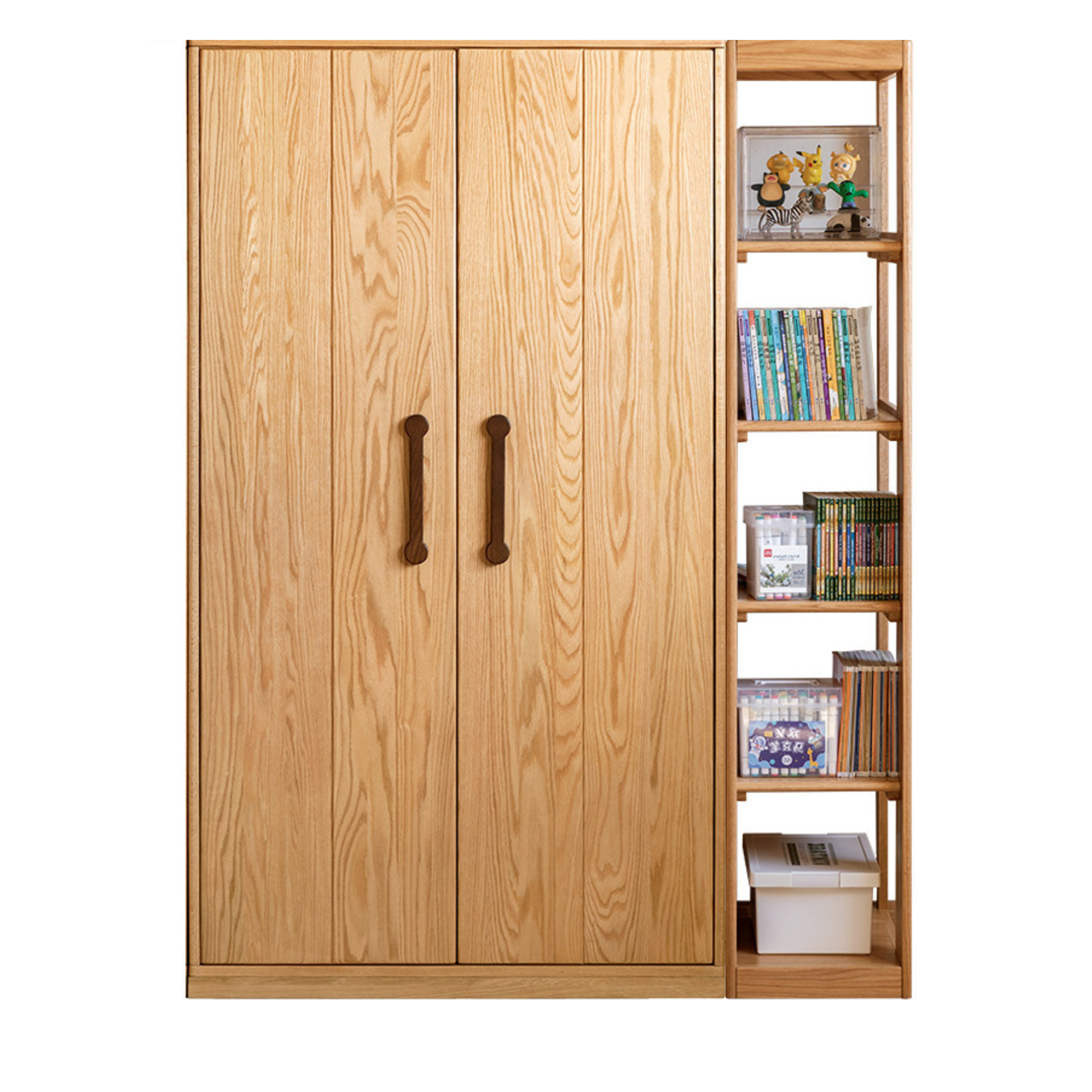 Solid Oak Wood Kids Wardrobe - Durable & Stylish Children's Closet Organizer for Bedroom, Nursery, or Playroom Storage