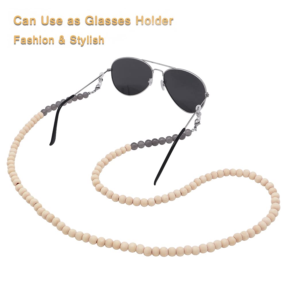 Wooden Beaded Lanyard for ID Badges & Glasses - Tiger Eye Stone for Women | Office & Event Use