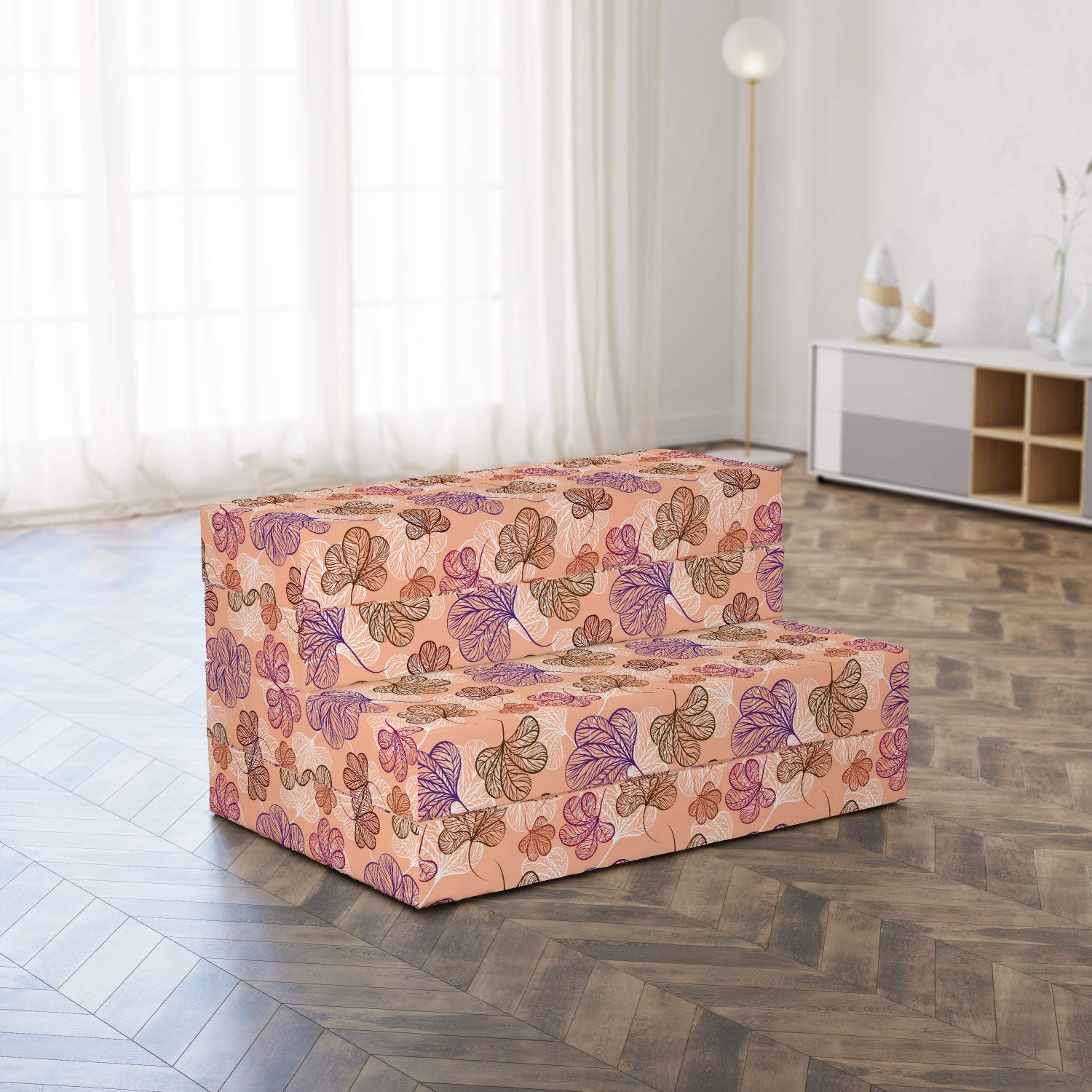 Ambesonne Floral Foldable Mattress - Forest Leaves Autumn Design, 74.8