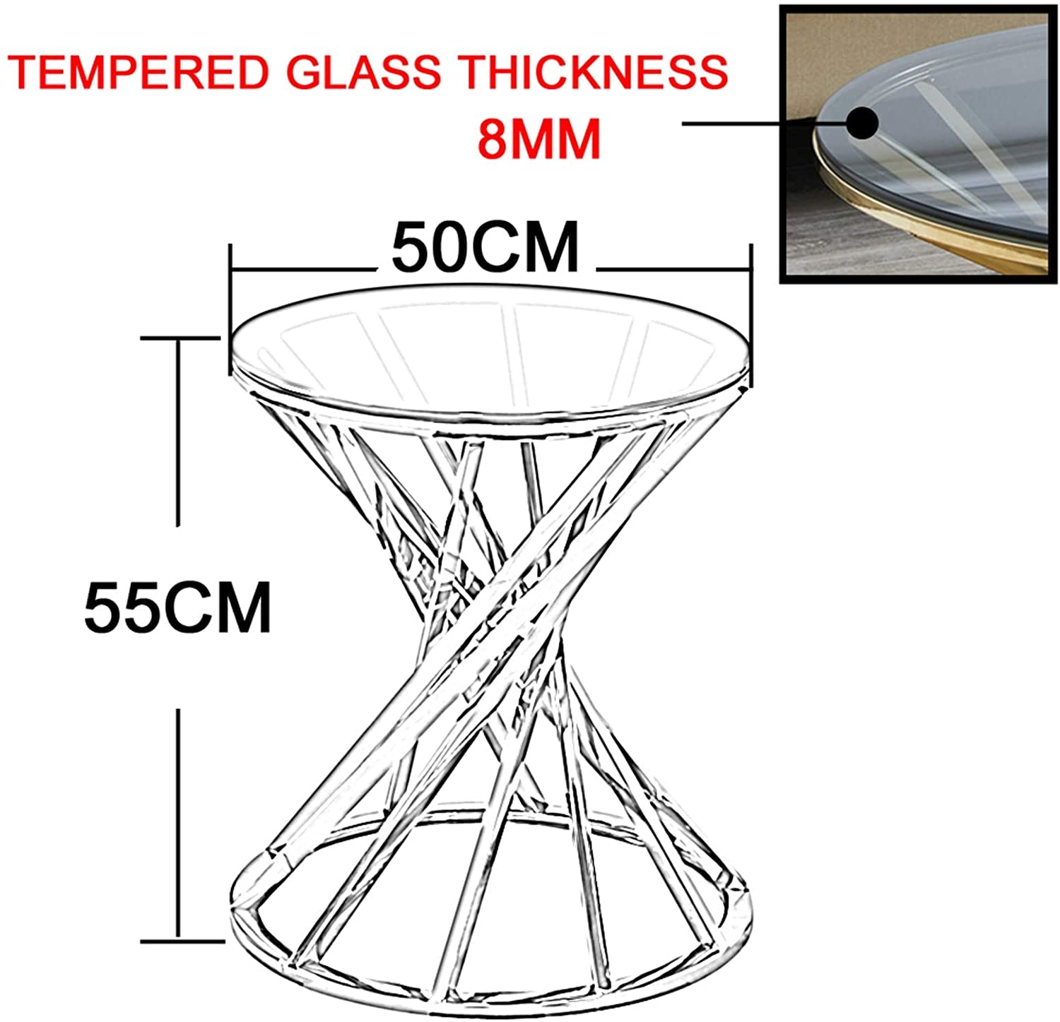 Modern Round Glass Side Table - 19.5