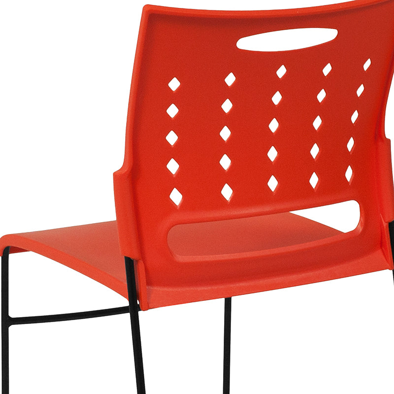 FLASH HERCULES Series 881 lb Capacity Black Sled Base Stackable Chair with Air Vent Back - Heavy Duty Folding Chairs for Events, Banquets, and Conference Rooms