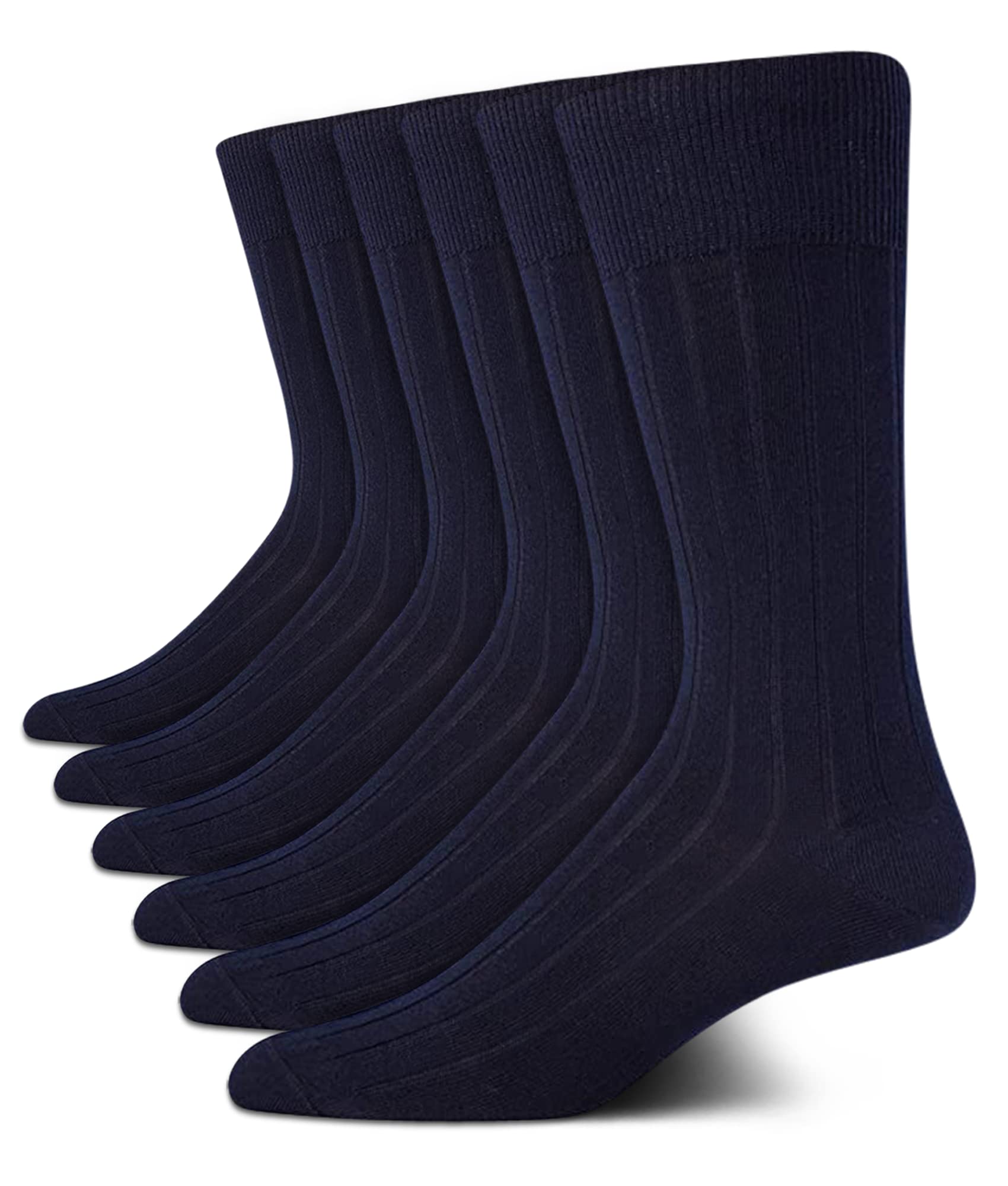 Calvin Klein Men's Dress Socks 6-Pack - Soft Cotton Blend Crew Socks for Business & Formal Wear - Comfortable Pull-On Socks for Men Size 7-12 - Perfect for Office, Wedding & Special Occasions