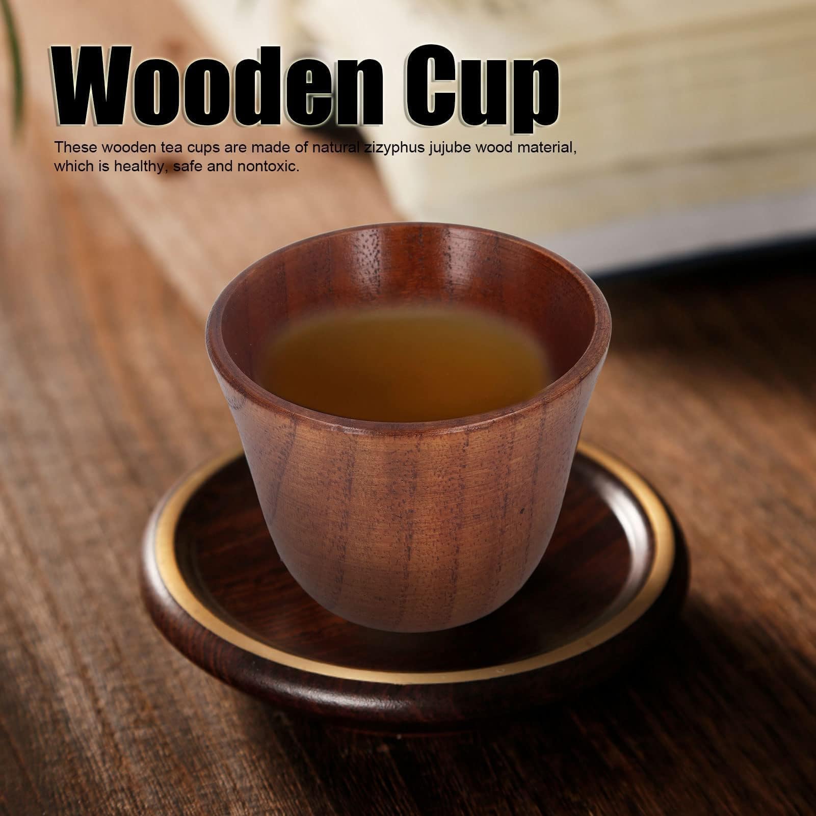 8pcs Japanese Tea Cups - Wooden Heat-Insulating 75ml Natural Wood Tea Set for Matcha, Sencha & Green Tea - Perfect for Home, Office & Tea Ceremonies