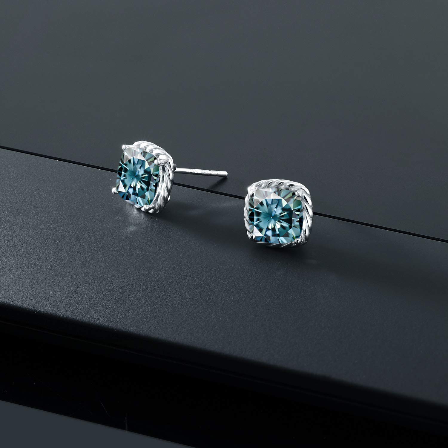 10K White Gold 7MM Cushion Cut Gemstone Birthstone Stud Earrings for Women & Men | Fine Jewelry Gifts for Her, Mom, Wife | Anniversary, Birthday, Valentine's Day Present | Everyday Wear & Special Occasions