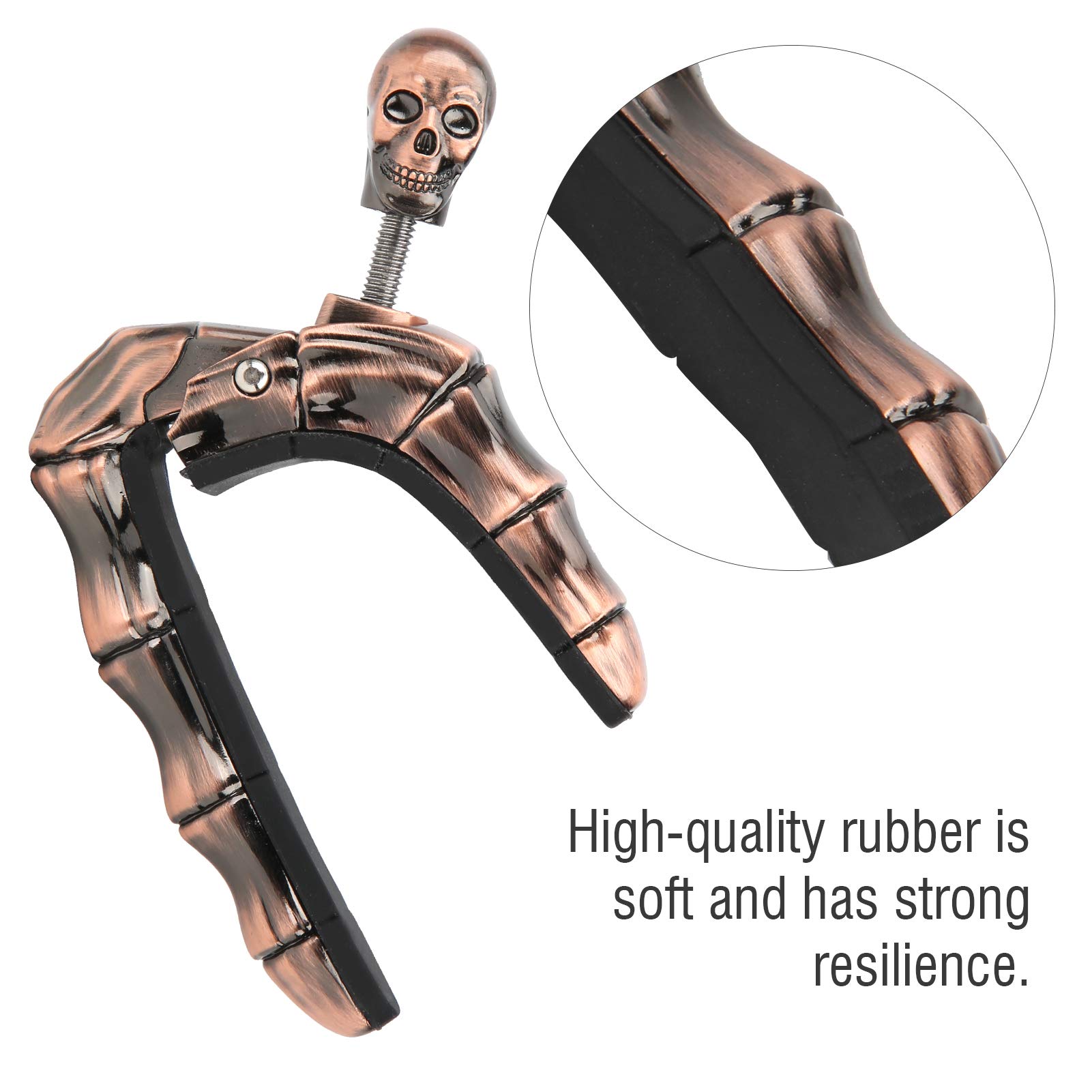Keenso Adjustable Guitar Capo with Skull Design - Premium Acoustic Guitar & Ukulele Accessory for Perfect Pitch - Ideal for Live Performances, Studio Recording & Practice Sessions