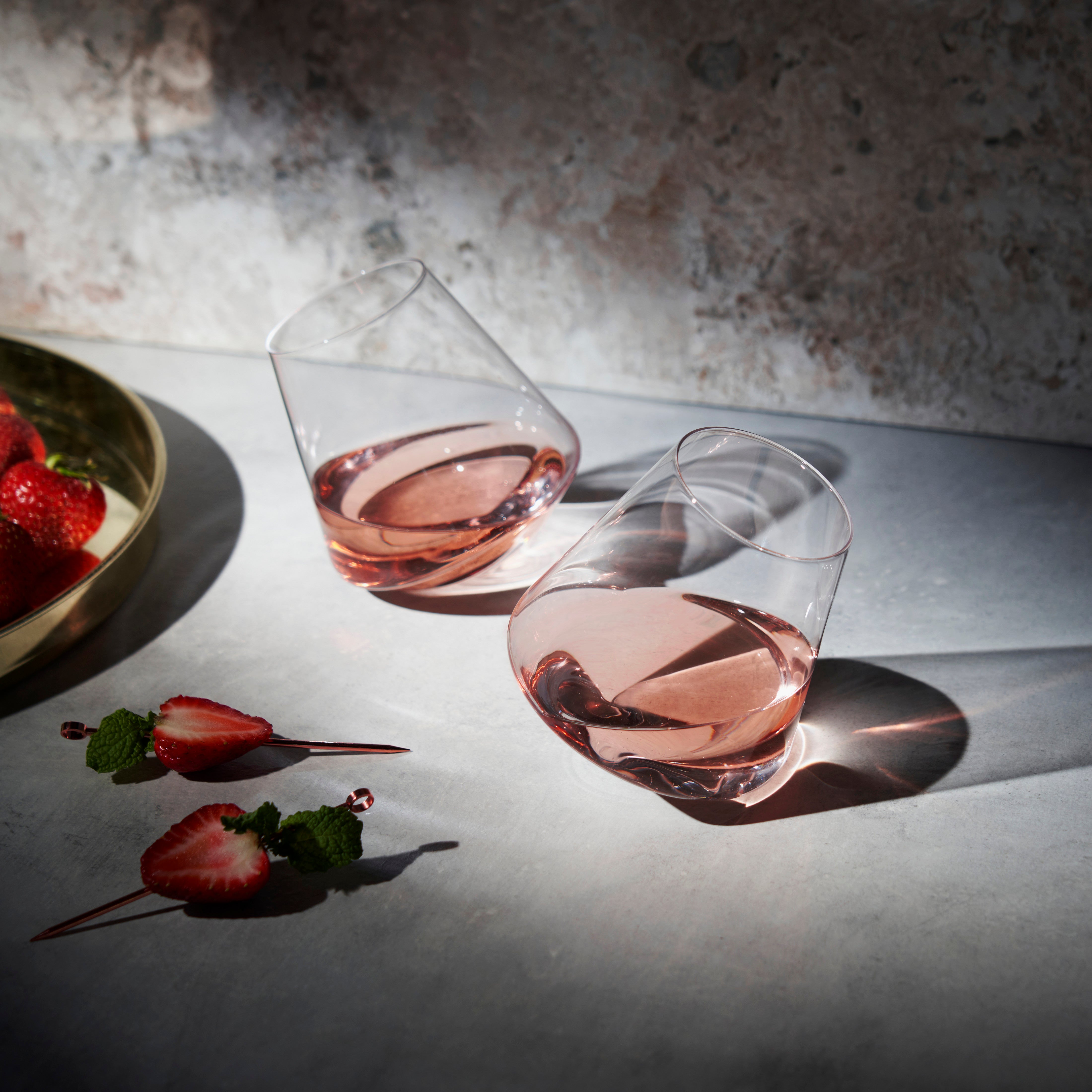 Premium Rolling Crystal Wine Glasses Set of 2 - Elegant Stemware for Red & White Wine - Perfect for Dinner Parties, Weddings & Romantic Evenings