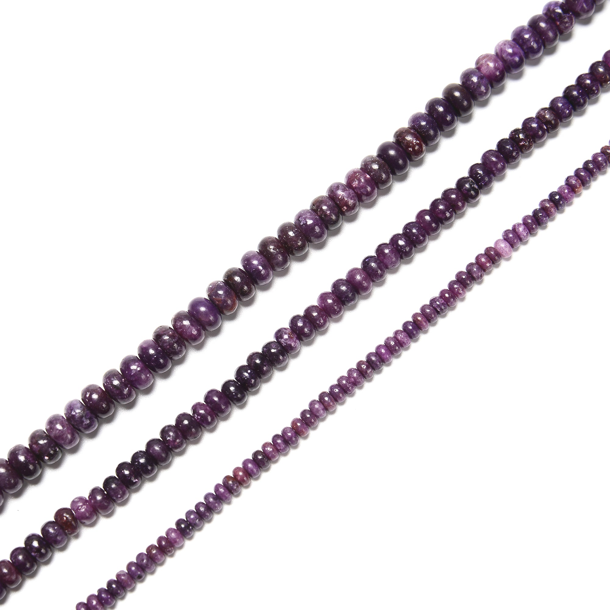 Natural Dark Lepidolite Smooth Rondelle Beads - 2.5x4mm, 4x6mm, 5x8mm Sizes - 15.5 Inch Strand for Jewelry Making, Meditation & Healing Crystal Crafts