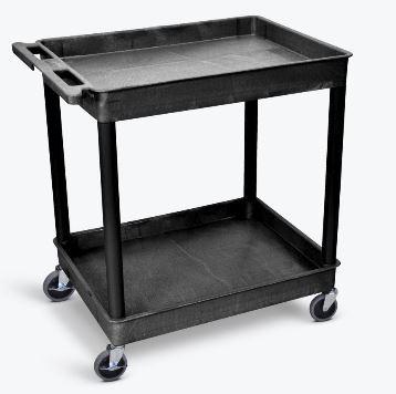 Luxor 2-Shelf Large Black Utility Cart with Wheels - Perfect for Kitchen, Office, or Garage Storage and Organization