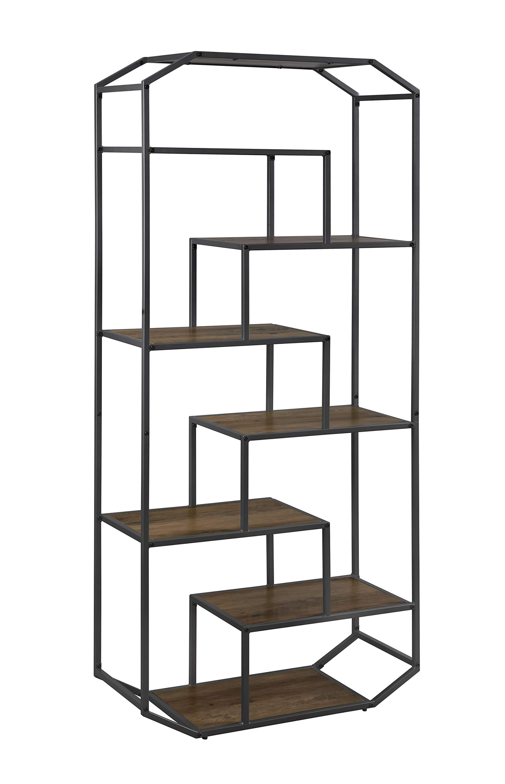 Rustic Brown and Dark Grey Coaster Furniture Bookcase 805662 - Perfect for Living Room, Home Office, and Library Storage