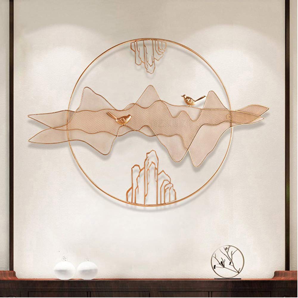 42 Inch Gold Circle Metal Wall Art - Natural Scenic Portrait Home Décor for Living Room, Bedroom, Office & Dining Room | Indoor Wall Sculpture & Hanging Ornamental Accent | Perfect for Modern Home & Kitchen Decor