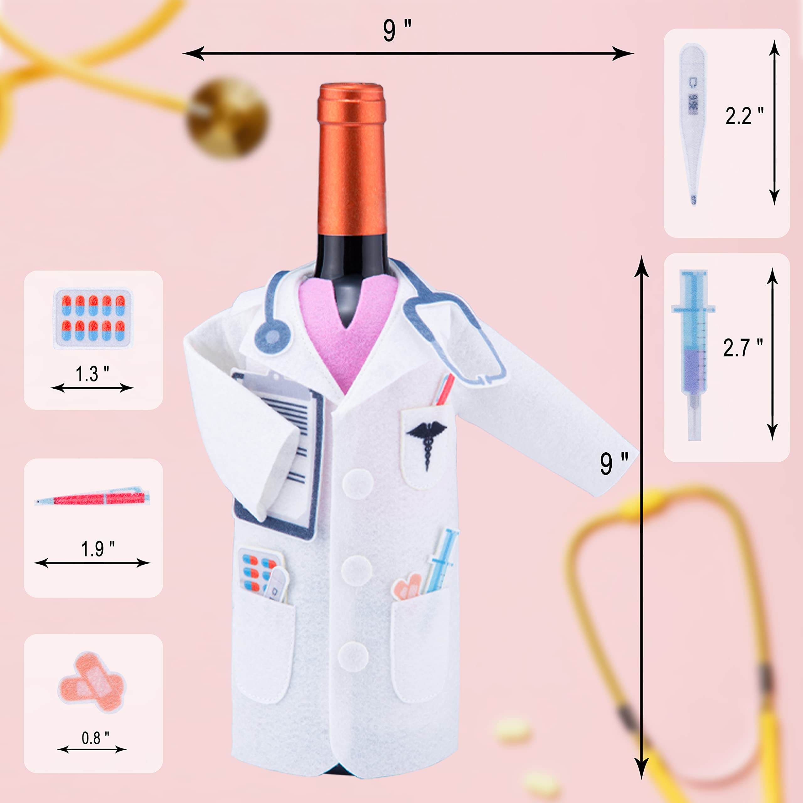 Best Doctor & Nurse Gifts - White Coat Ceremony Wine Bottle Cover for Medical Students, Pharmacists & Practitioners - Perfect Graduation, Appreciation & Retirement Gifts for Healthcare Professionals