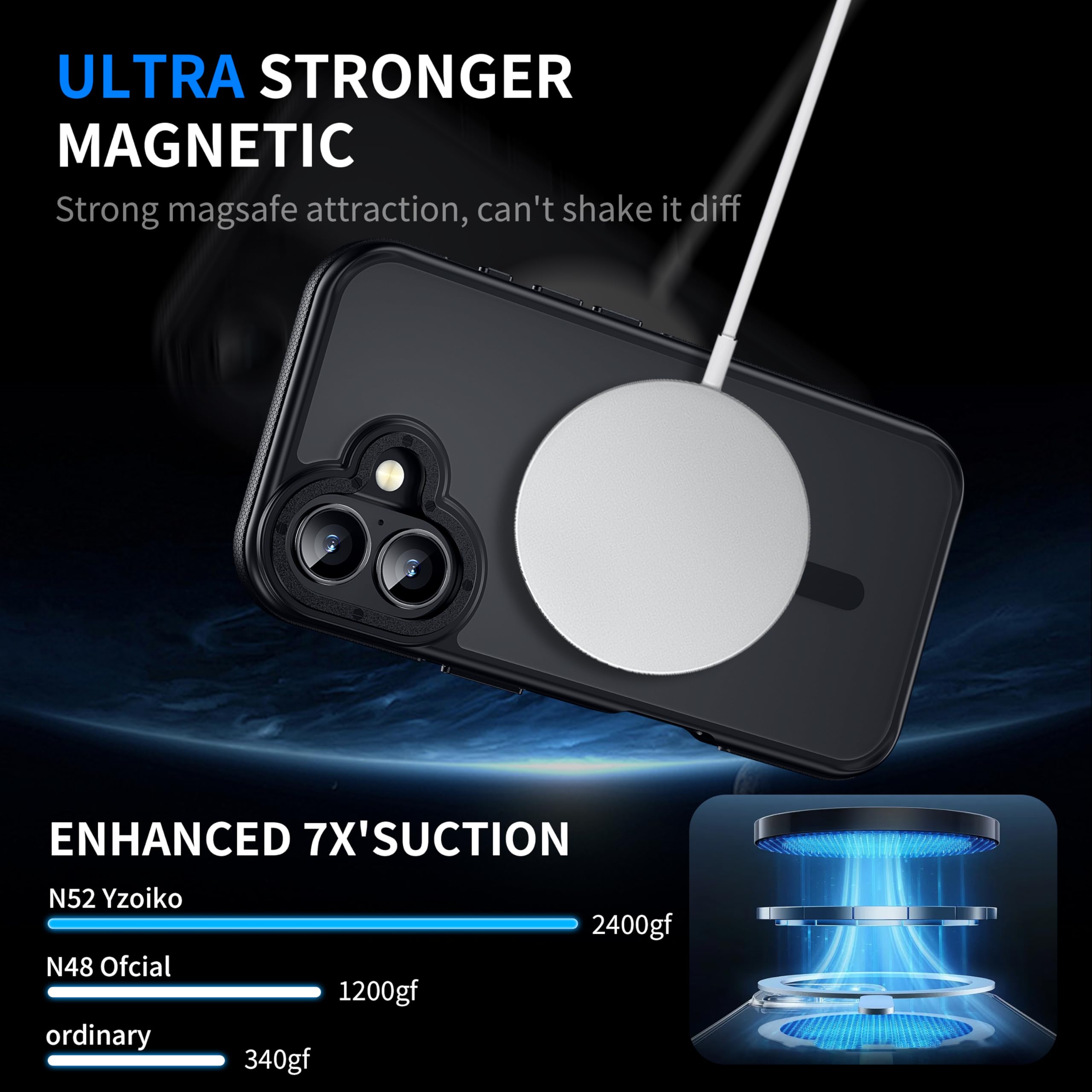Ultra Strong Magnetic iPhone 16 Case - 5X Military-Grade Shockproof & Slim Translucent Design | MagSafe Compatible Protective Cover for iPhone 16 (6.1