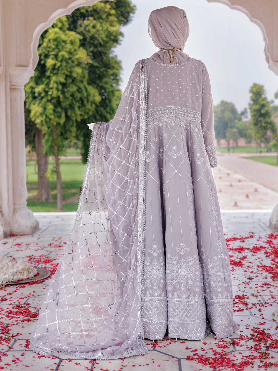 Elegant Grey Chiffon Stitched Suit by J. Junaid Jamshed - Perfect for Weddings, Parties & Formal Events