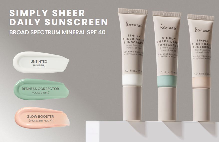Karuna Simply Sheer Daily Sunscreen SPF 40 - 1.01 fl oz Oil-Free Face Sunscreen for Sensitive Skin | Lightweight, Non-Greasy Formula | Perfect for Daily Use, Outdoor Activities & Travel