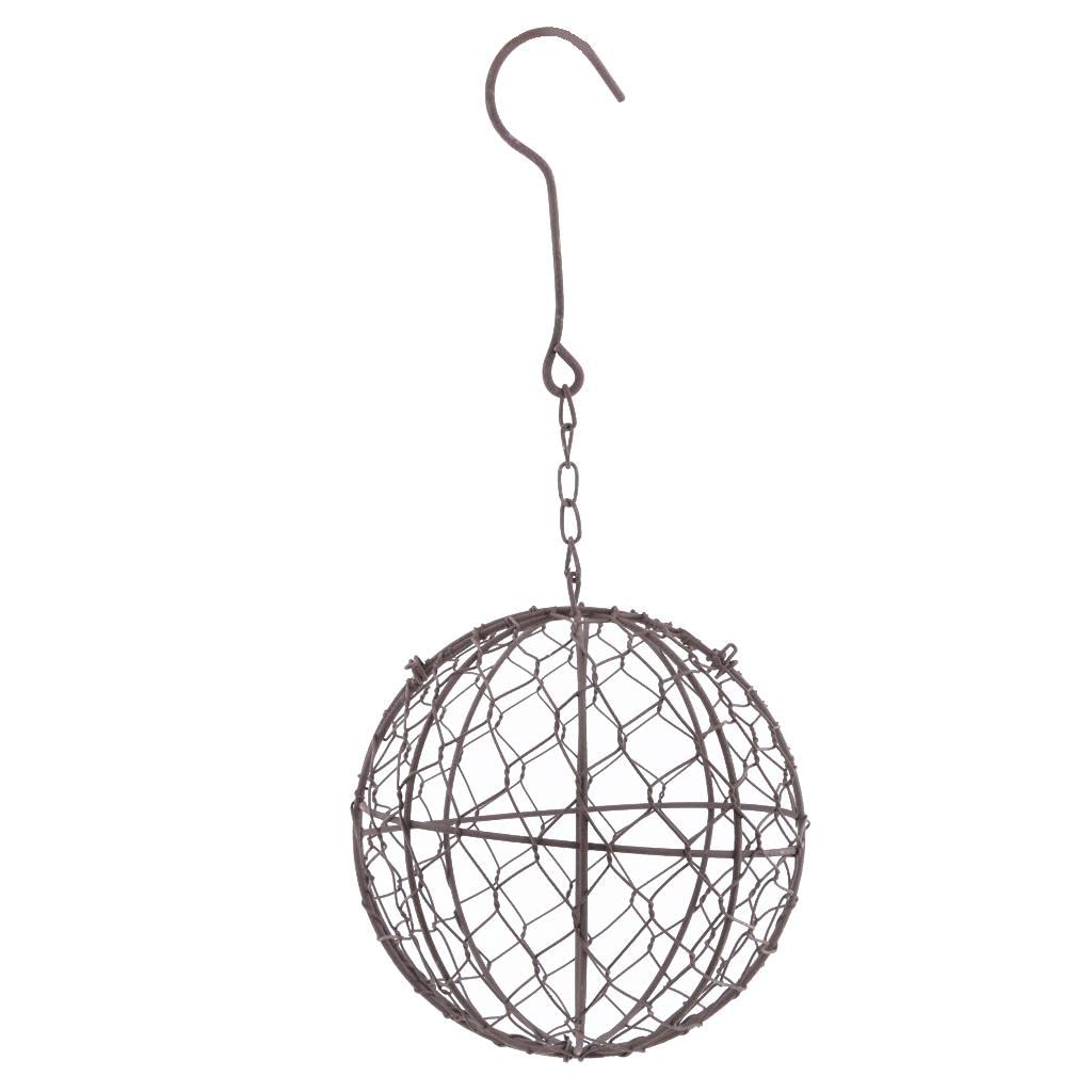 Rustic Cactus Planter - 15cm Ball Shape Wire Wreath Succulent Pot with Plant Holder for Garden Decor, Indoor & Outdoor Home Décor - Perfect for Windowsill, Patio, and Office Desk Decorations
